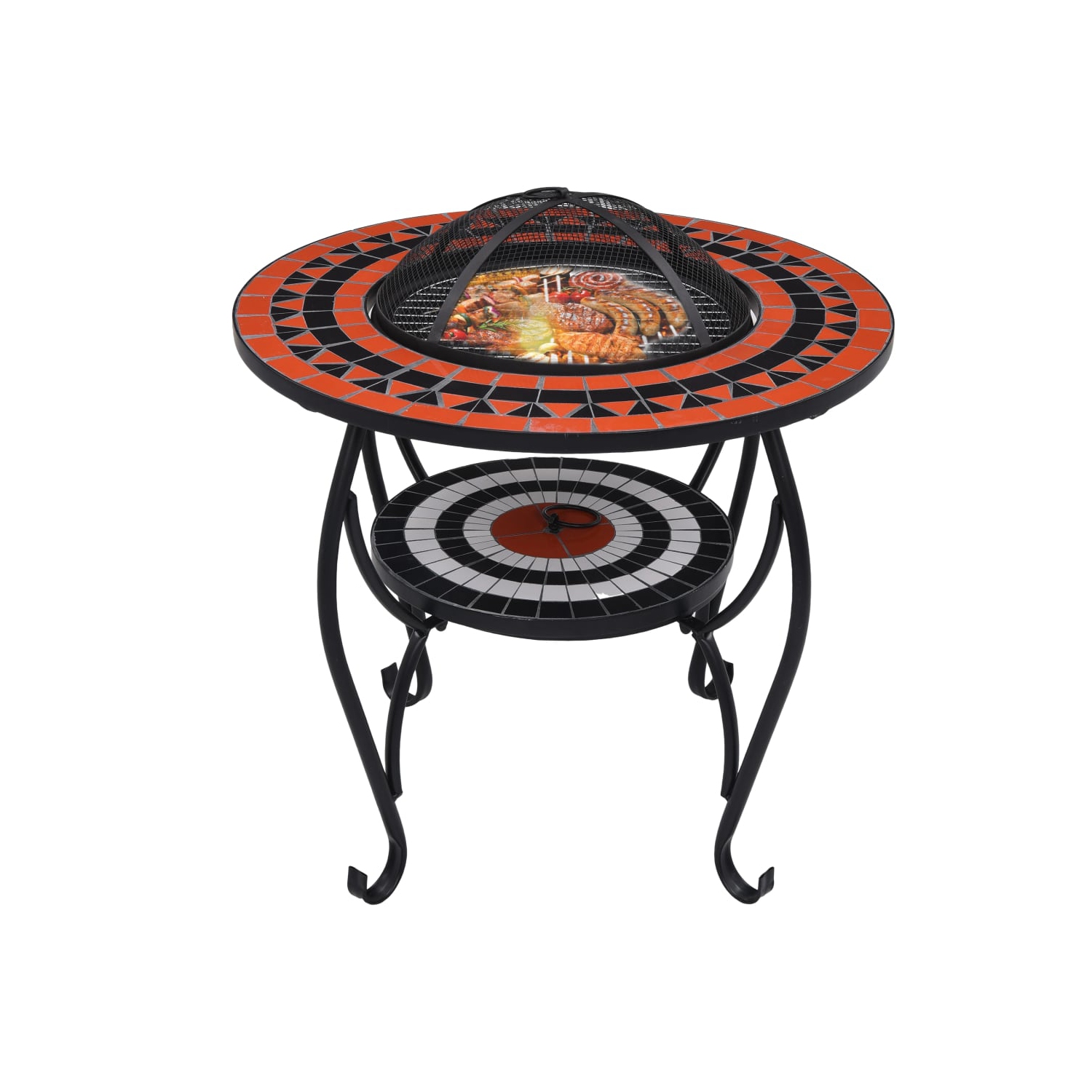 Table-foyer en céramique VidaXL Mosaic terre cuite et blanc 26.8 po