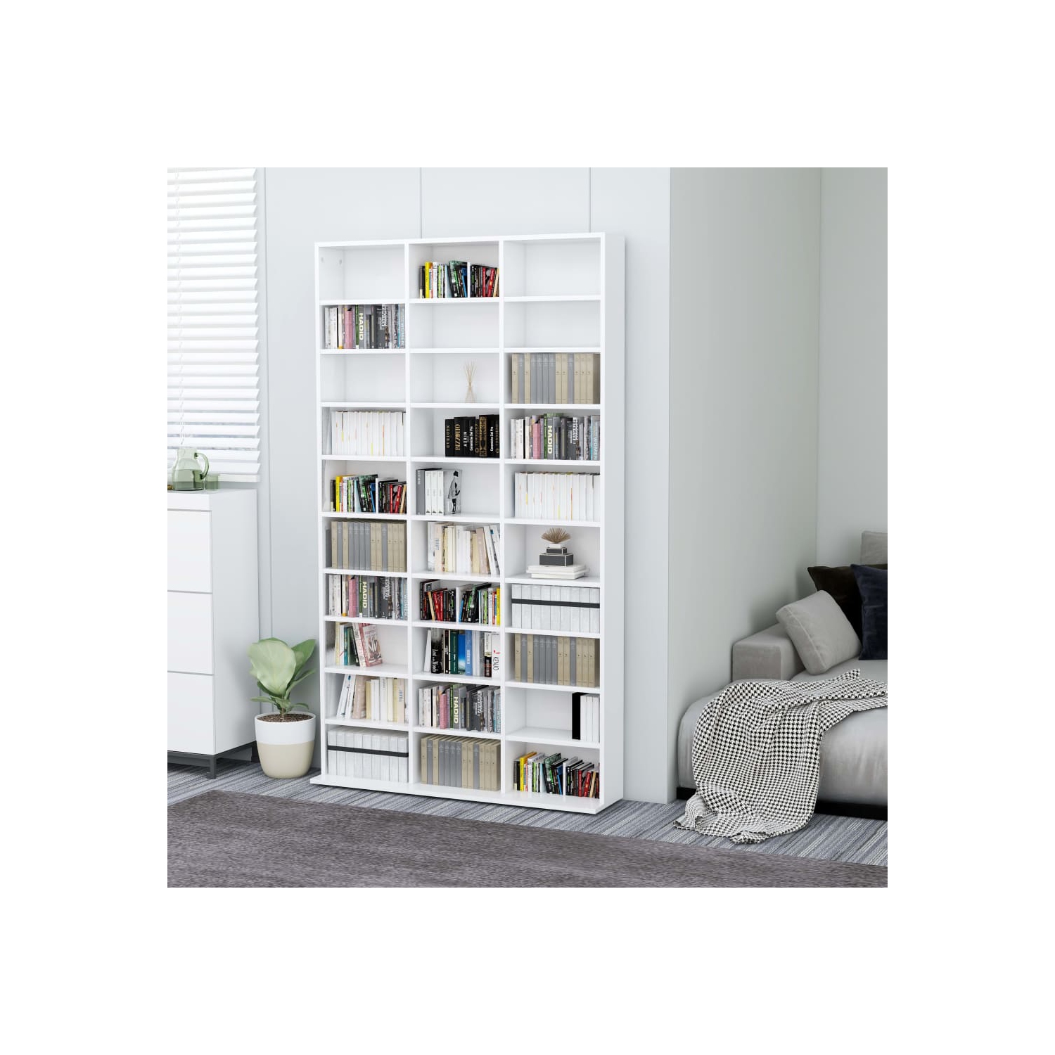 vidaXL CD Cabinet White 40.6"x9"x69.9" Chipboard