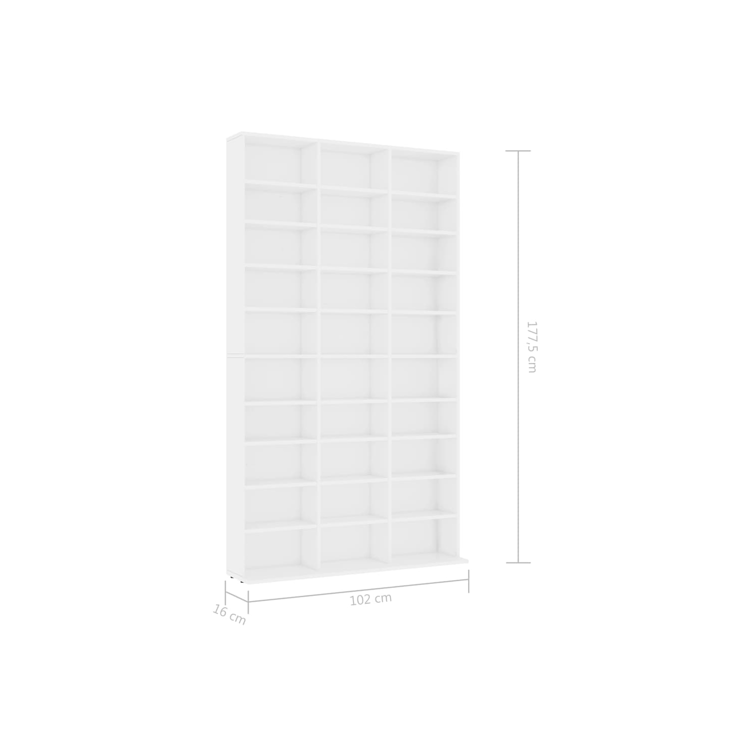 vidaXL CD Cabinet White 40.6"x9"x69.9" Chipboard