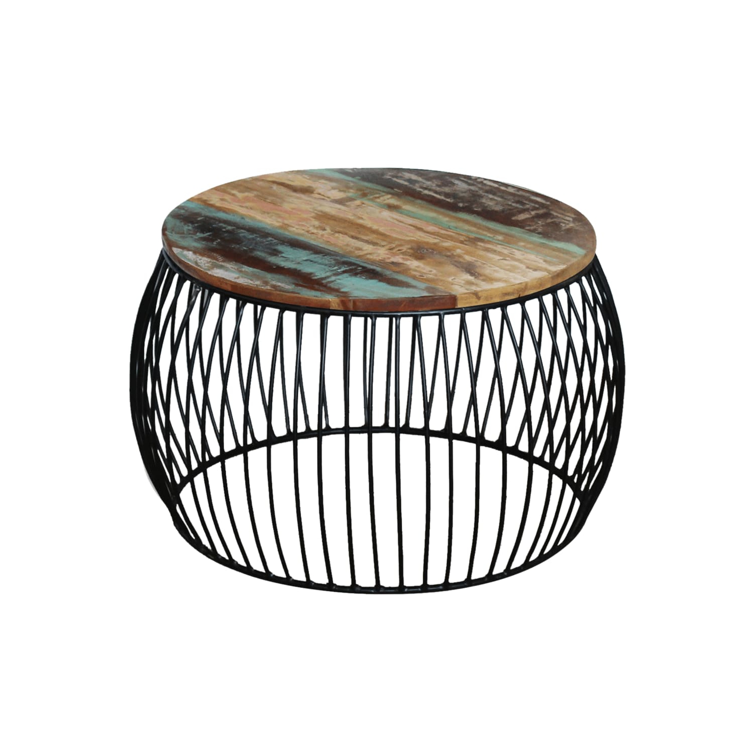 Table basse ronde en bois massif récupéré VidaXL 26.8 x 14,6 po