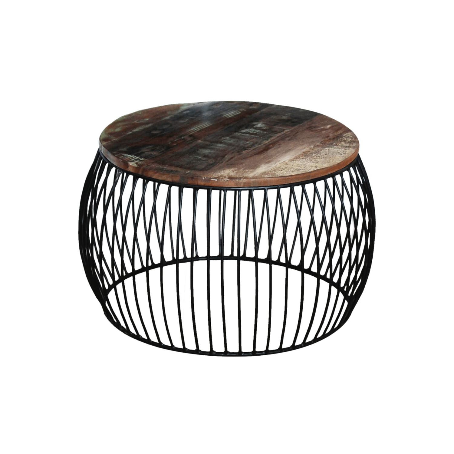 Table basse ronde en bois massif récupéré VidaXL 26.8 x 14,6 po