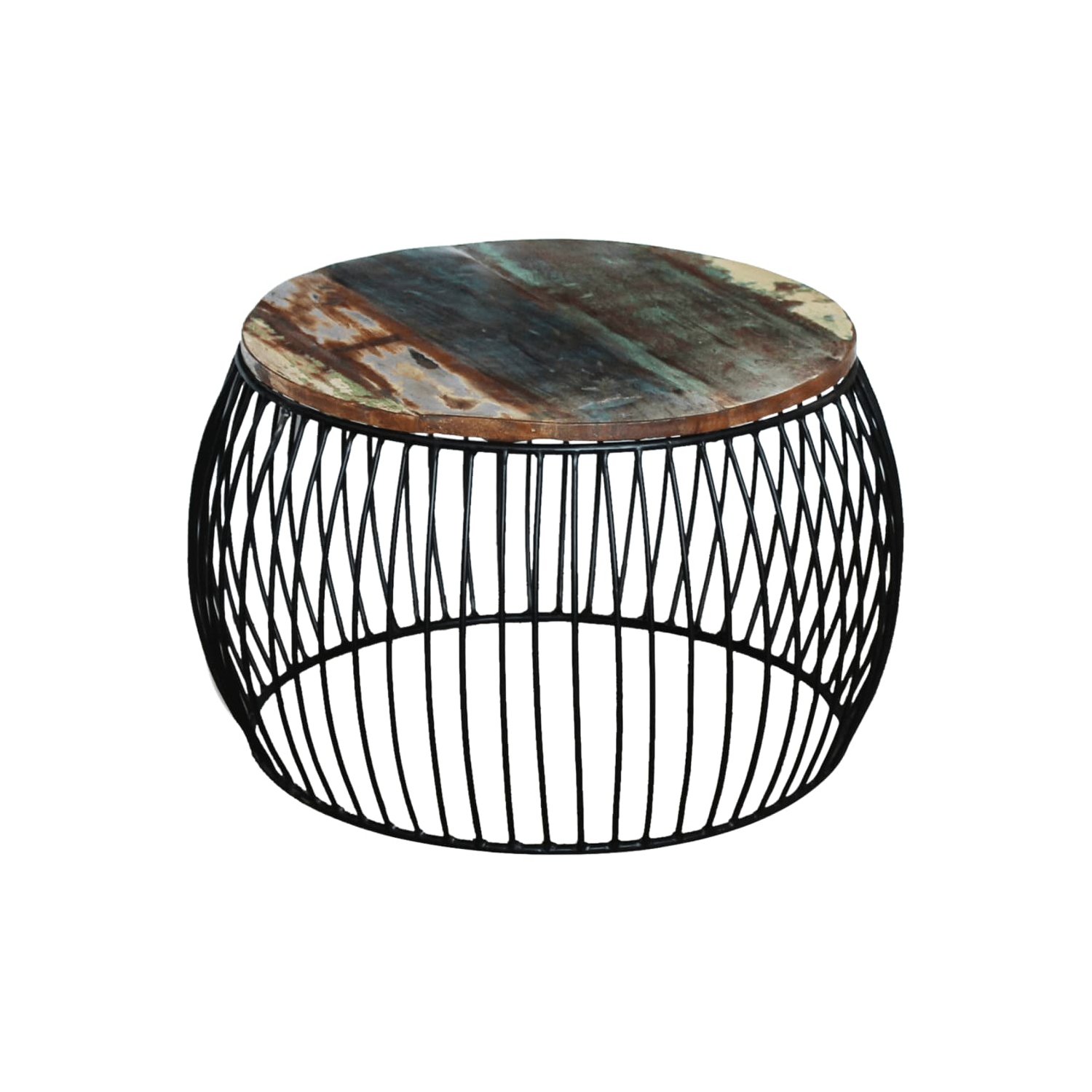 Table basse ronde en bois massif récupéré VidaXL 26.8 x 14,6 po