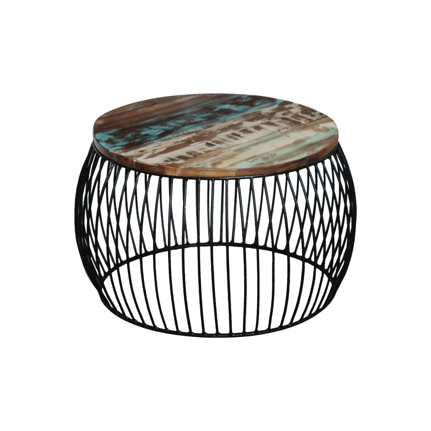 Table basse ronde en bois massif récupéré VidaXL 26.8 x 14,6 po