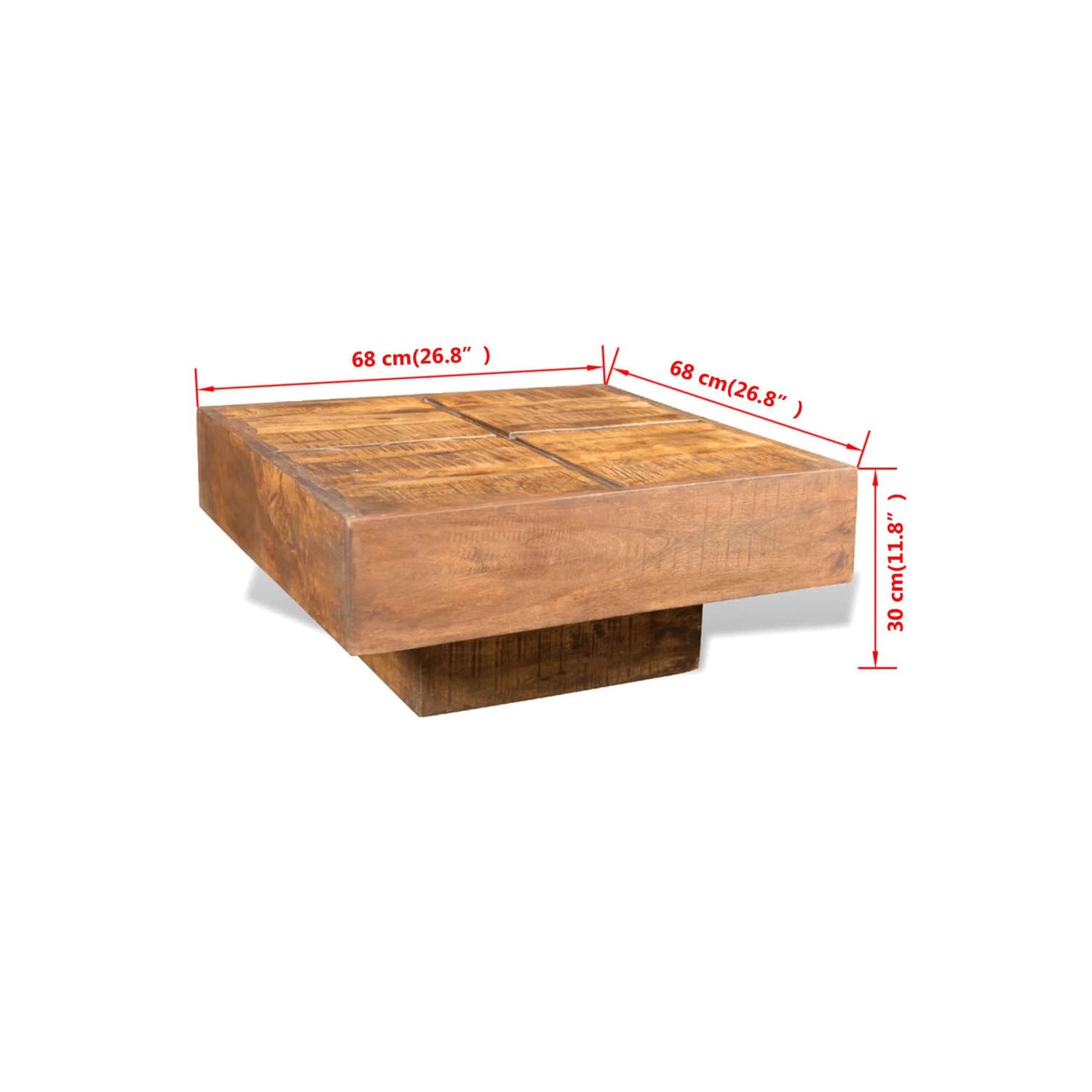 Table basse carrée ViddaXL en bois de manguier massif brun