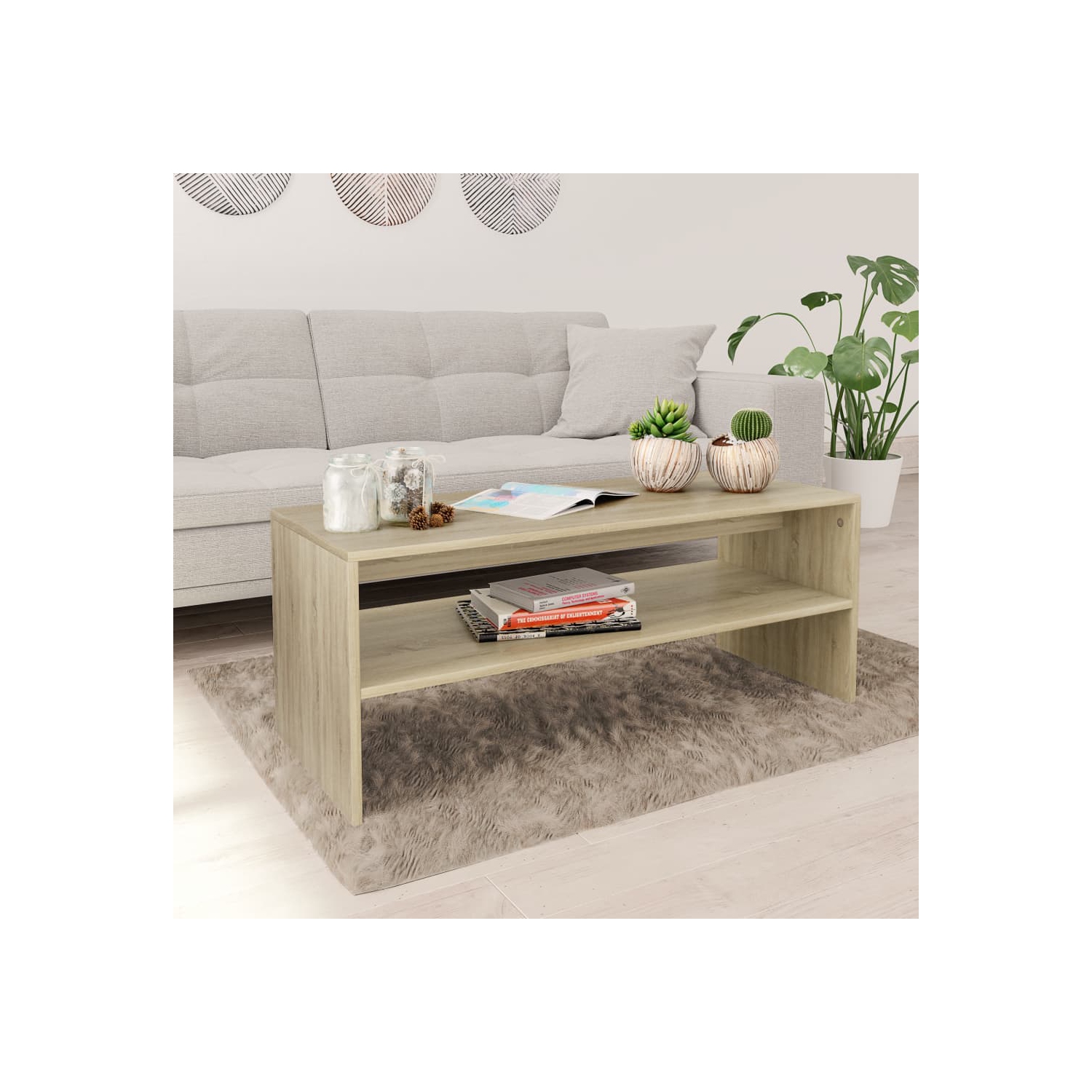 vidaXL Coffee Table Sonoma Oak 39.4"x15.7"x15.7" Chipboard
