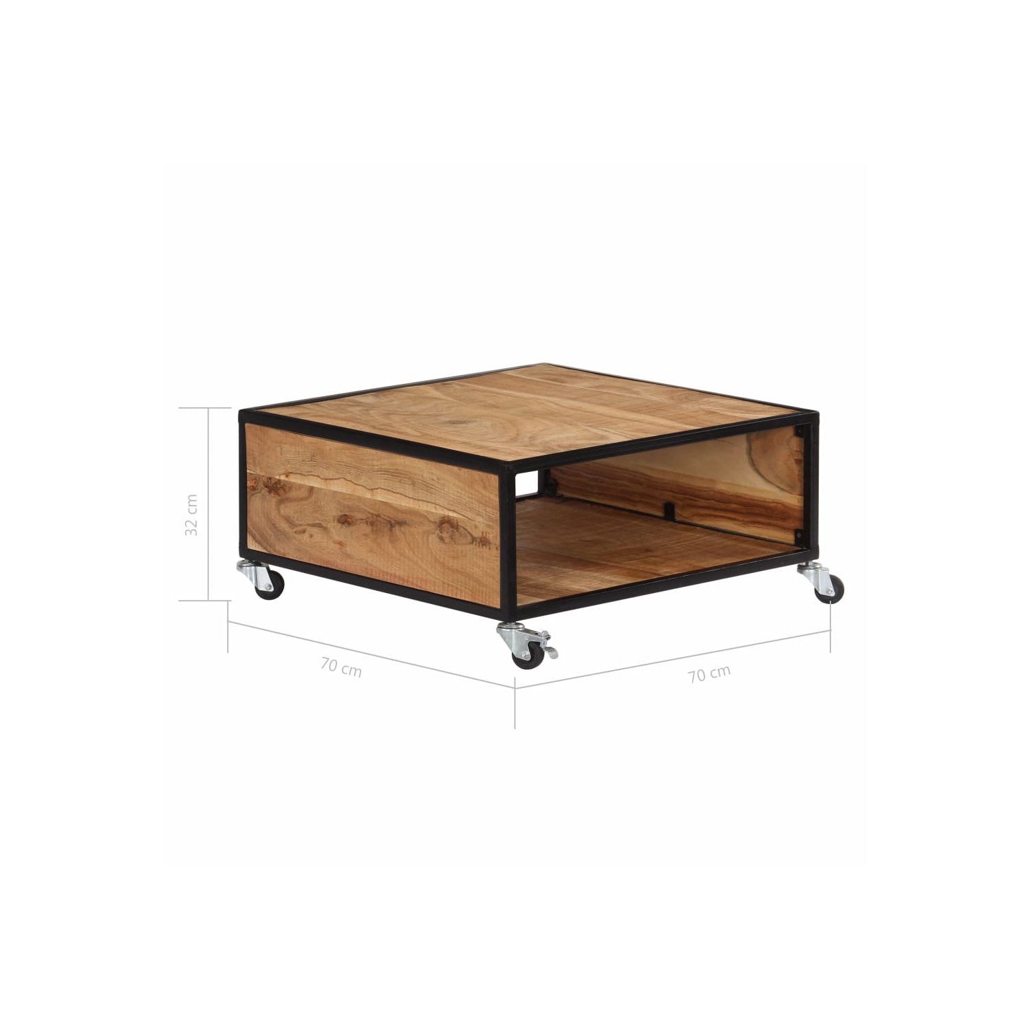 Table basse VidaXL en bois d’acacia massif, 27.5 x 27,5 x 12,5 po