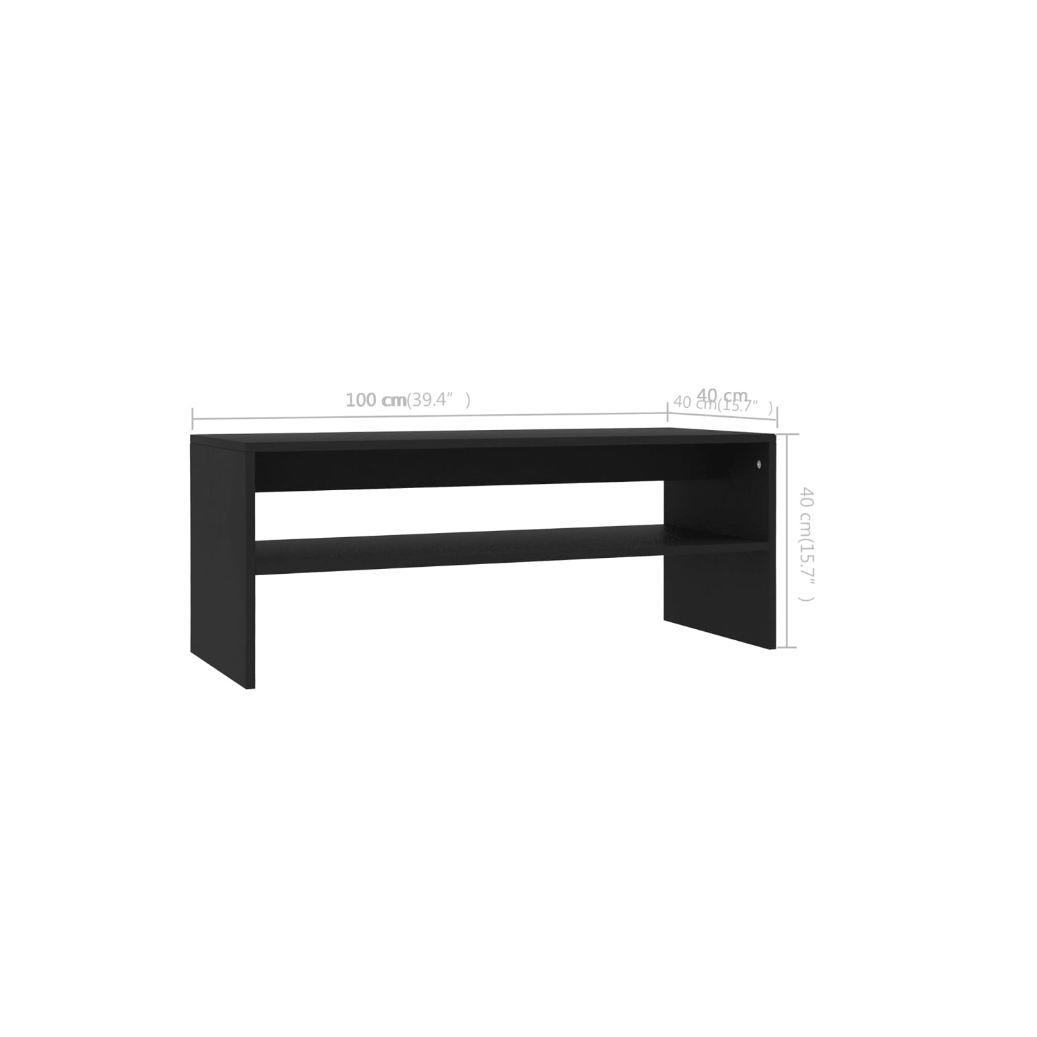 vidaXL Coffee Table Black 39.4"x15.7"x15.7" Chipboard
