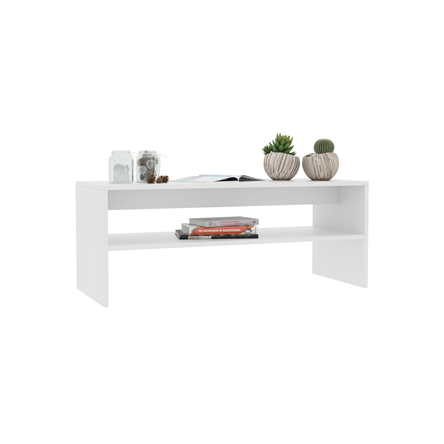 vidaXL Coffee Table White 39.4"x15.7"x15.7" Chipboard