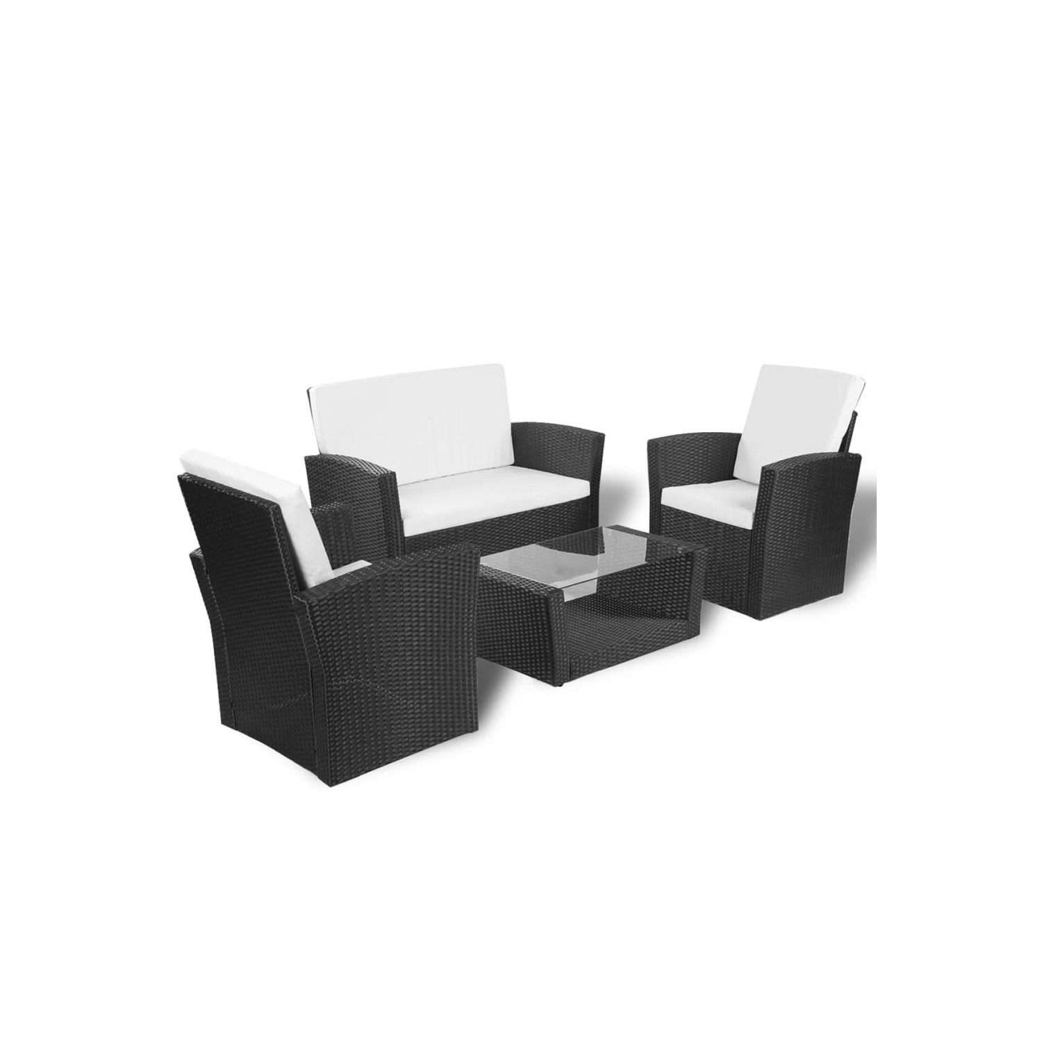 vidaXL 4 Piece Patio lounge set with Cushions Poly Rattan Black