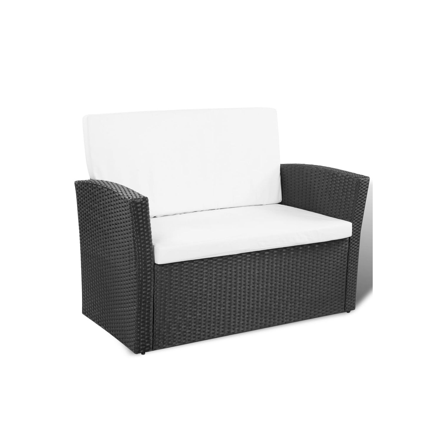vidaXL 4 Piece Patio lounge set with Cushions Poly Rattan Black