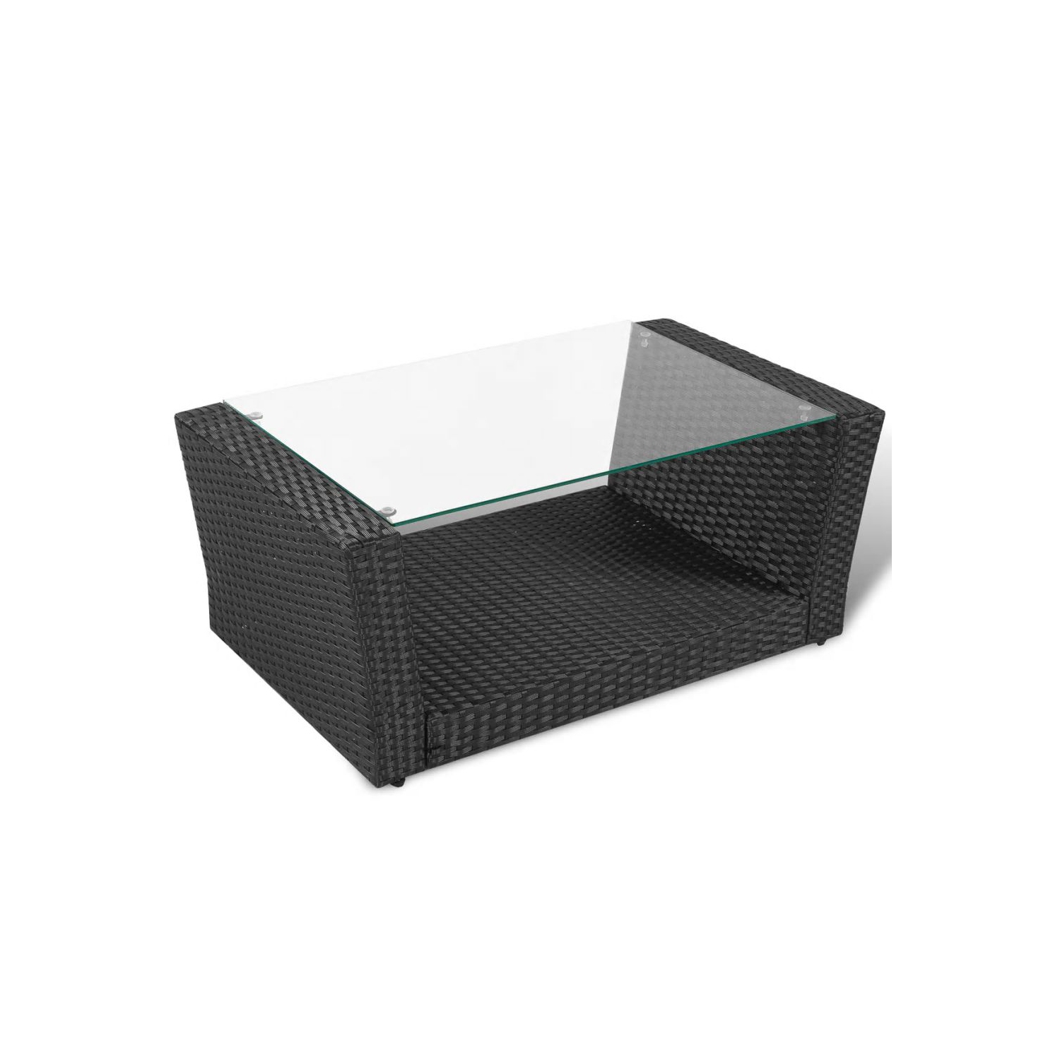 vidaXL 4 Piece Patio lounge set with Cushions Poly Rattan Black