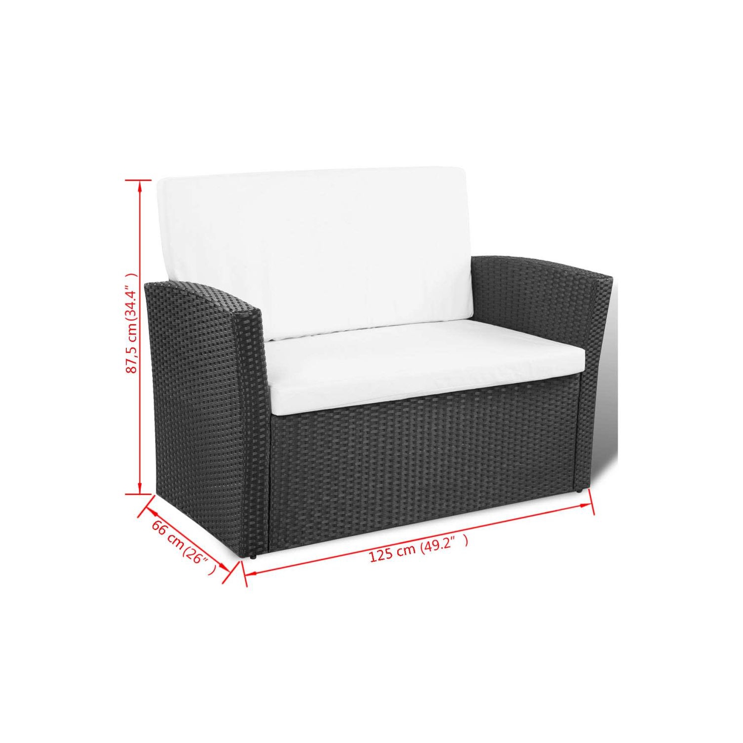 vidaXL 4 Piece Patio lounge set with Cushions Poly Rattan Black