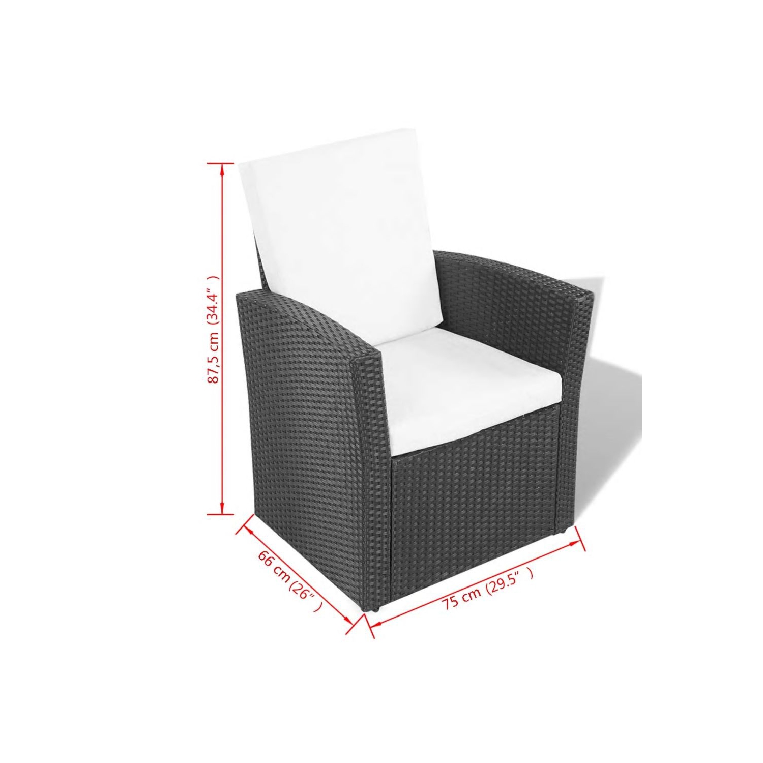 vidaXL 4 Piece Patio lounge set with Cushions Poly Rattan Black