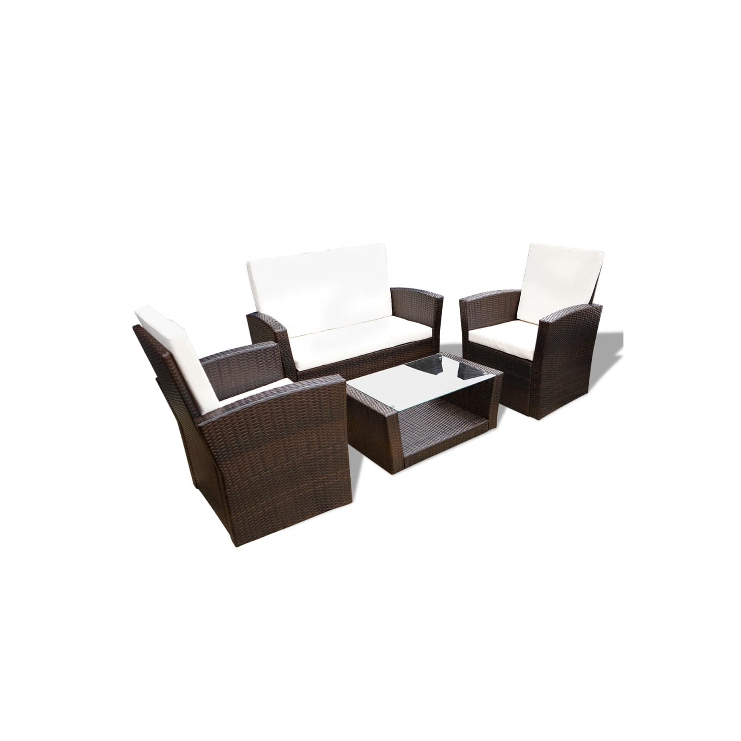 vidaXL 4 Piece Patio lounge set with Cushions Poly Rattan Brown