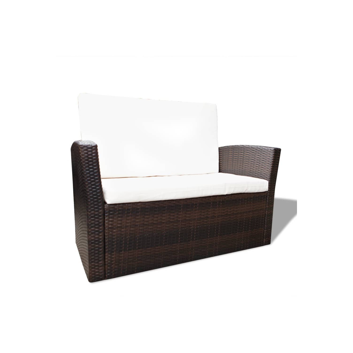 vidaXL 4 Piece Patio lounge set with Cushions Poly Rattan Brown