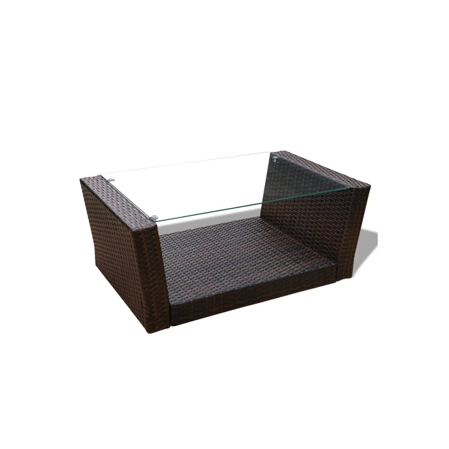 vidaXL 4 Piece Patio lounge set with Cushions Poly Rattan Brown