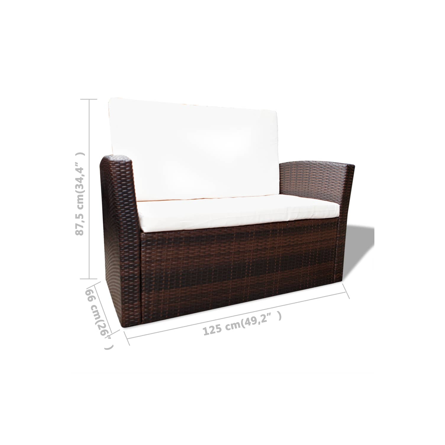 vidaXL 4 Piece Patio lounge set with Cushions Poly Rattan Brown