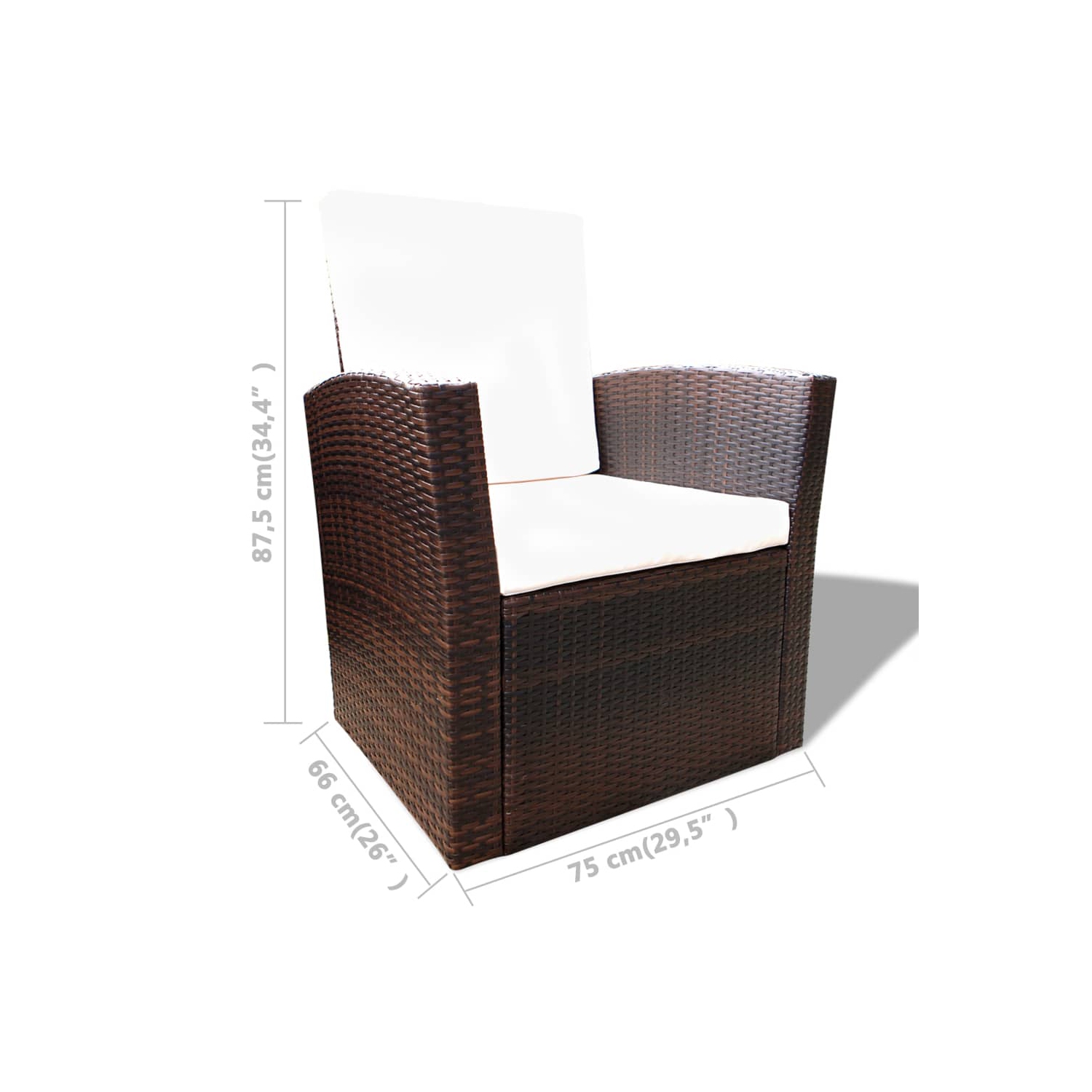 vidaXL 4 Piece Patio lounge set with Cushions Poly Rattan Brown