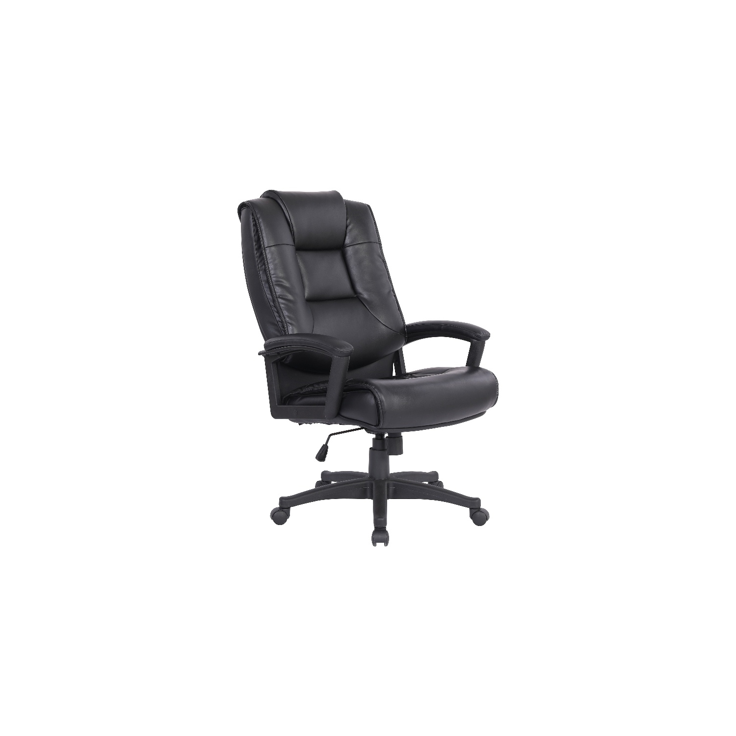 High Back Black Bonded Leather Chair with Padded Loop Arms