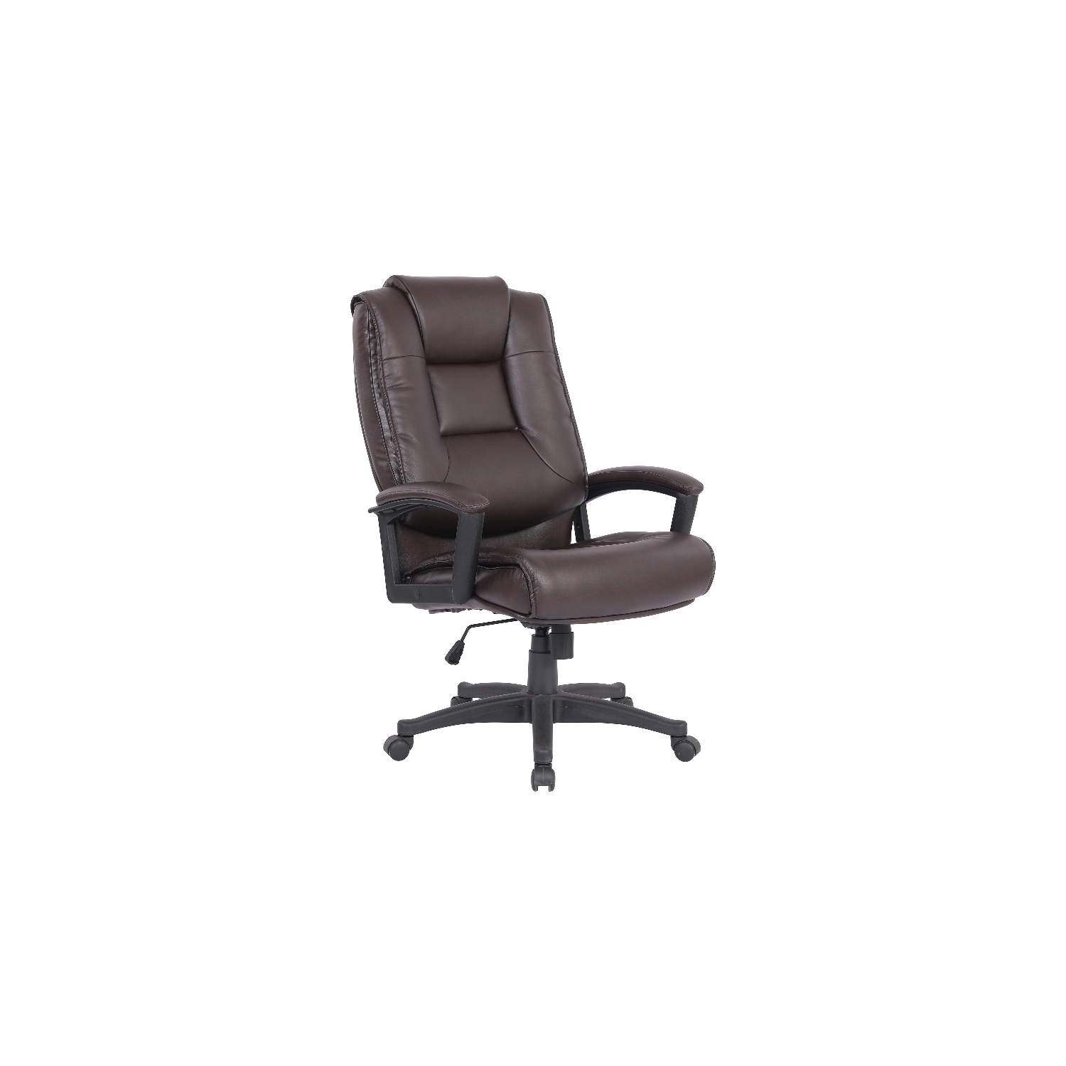 High Back Espresso Bonded Leather Chair with Padded Loop Arms
