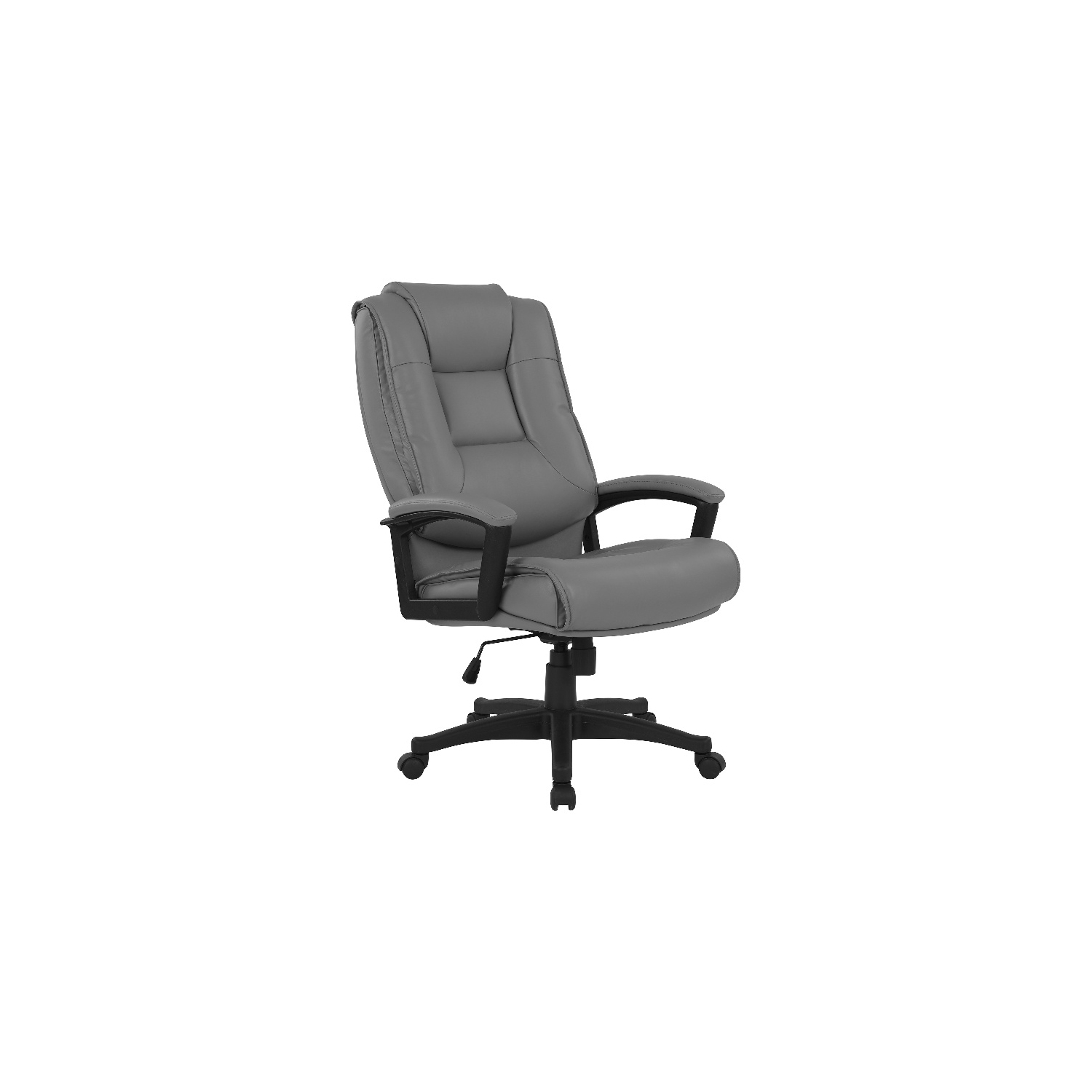 Fauteuil en cuir reconstitué anthracite à dossier haut avec accoudoirs rembourrés en boucle