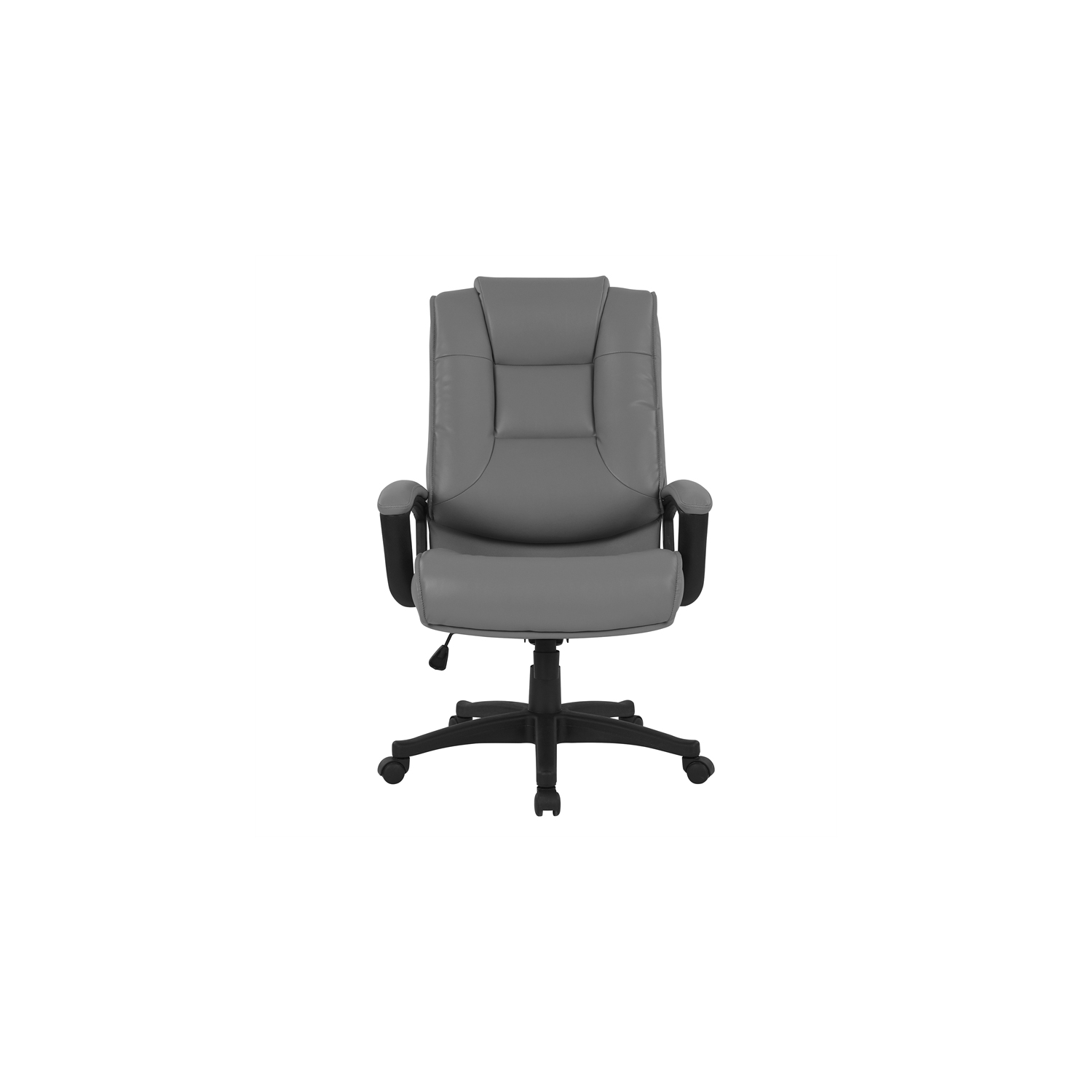 Fauteuil en cuir reconstitué anthracite à dossier haut avec accoudoirs rembourrés en boucle