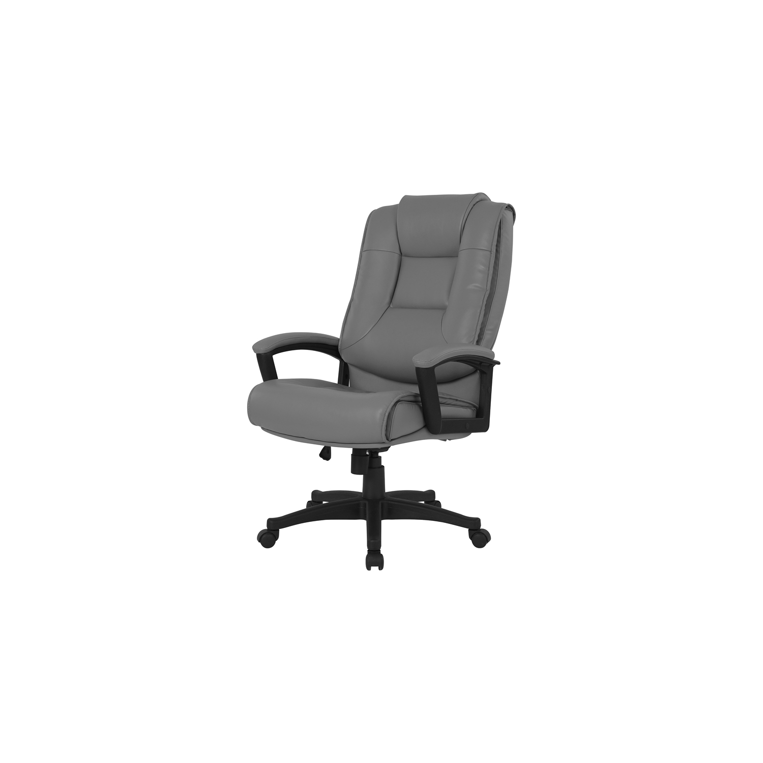 Fauteuil en cuir reconstitué anthracite à dossier haut avec accoudoirs rembourrés en boucle