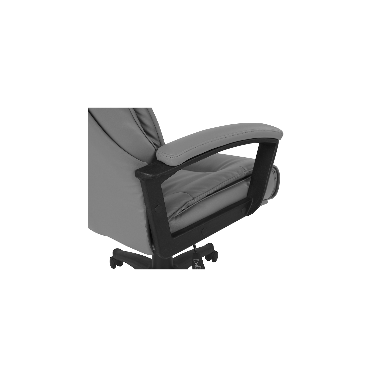 Fauteuil en cuir reconstitué anthracite à dossier haut avec accoudoirs rembourrés en boucle