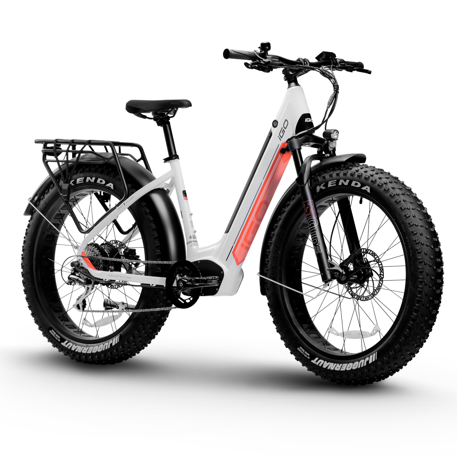 iGO Electric Extreme 3.1ez Electric Fat Bike (500W Motor, 48V/12Ah Lithium Ion Battery, 8 Speed) - Orange and White