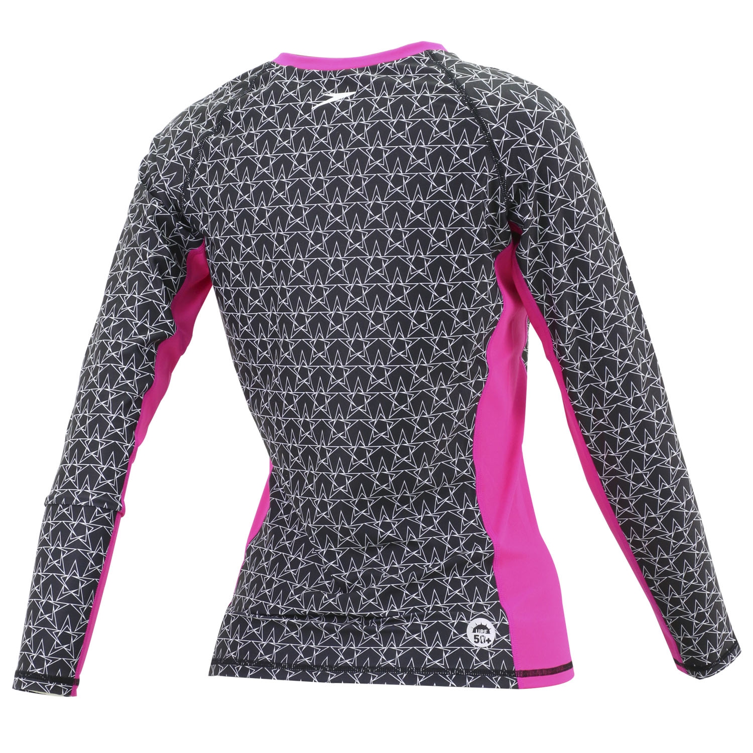Speedo Performance Female Zip Front Rashguard L/S, Black/Electric Pink - M