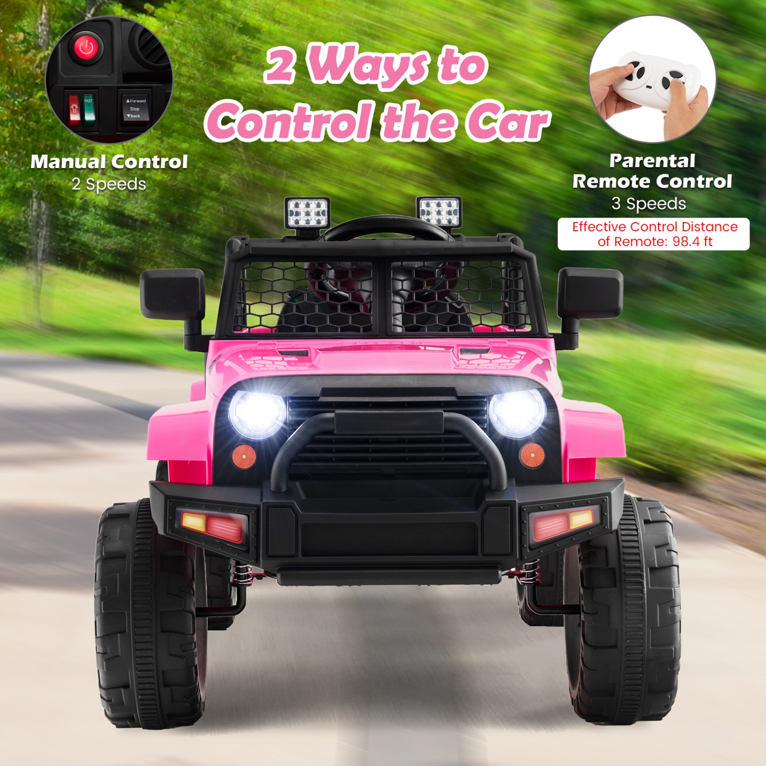 Costway 12V Battery Powered Ride On Truck Electric Kids Ride On Car with Remote Control 4-Wheel Vehicle Toy for Boys & Girls