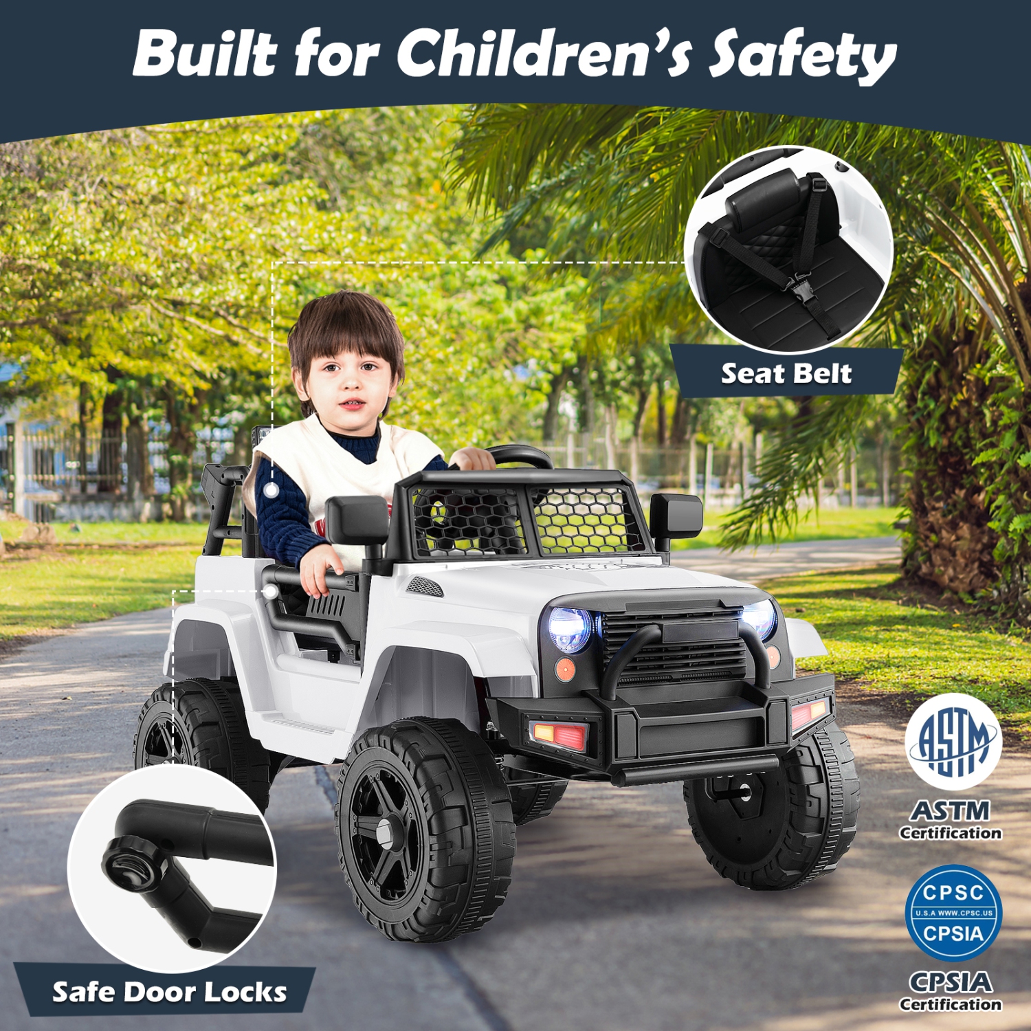 Costway 12V Battery Powered Ride On Truck Electric Kids Ride On Car with Remote Control 4-Wheel Vehicle Toy for Boys & Girls