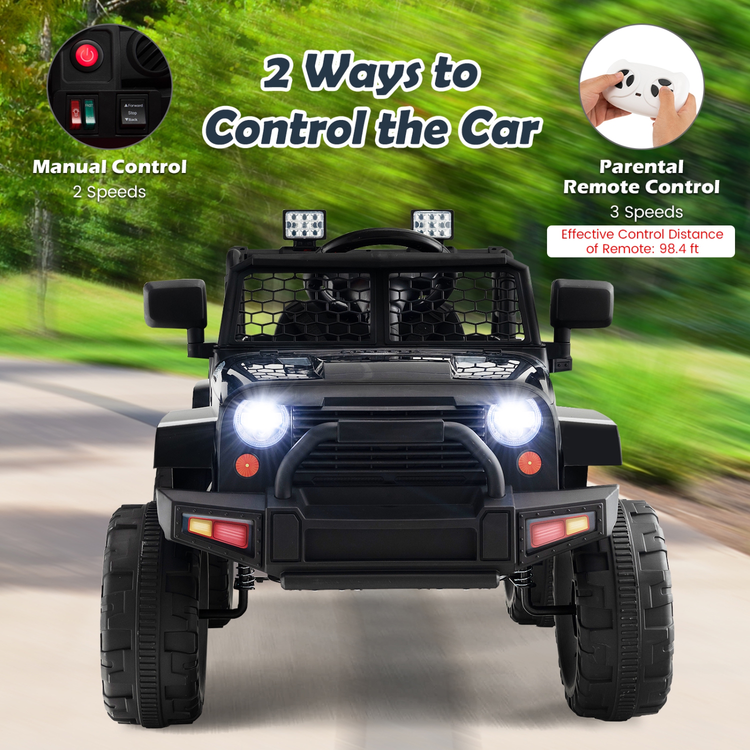 Costway 12V Battery Powered Ride On Truck Electric Kids Ride On Car with Remote Control 4-Wheel Vehicle Toy for Boys & Girls