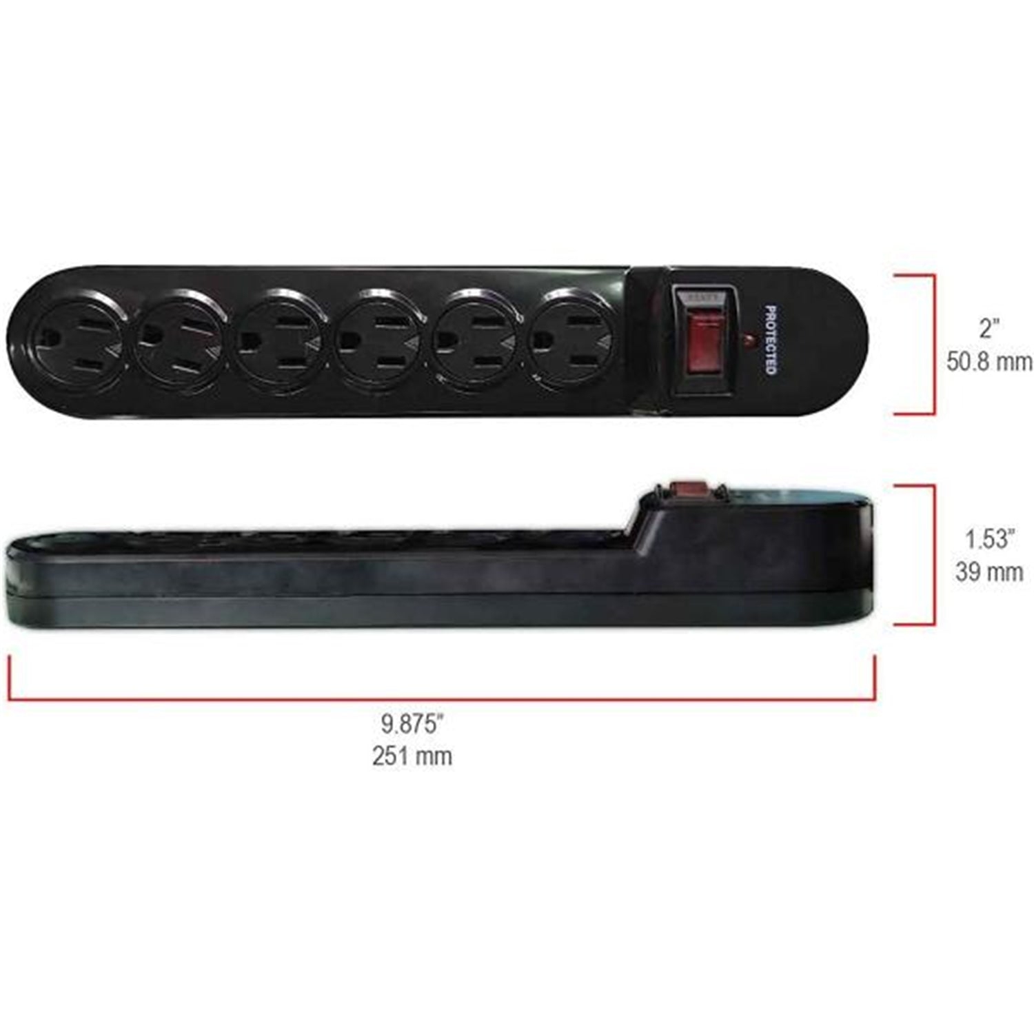 Hyper Tough - Protecteur de Surtension à 6 Prises, 900 Joules, Câble de 6 Pieds, Noir