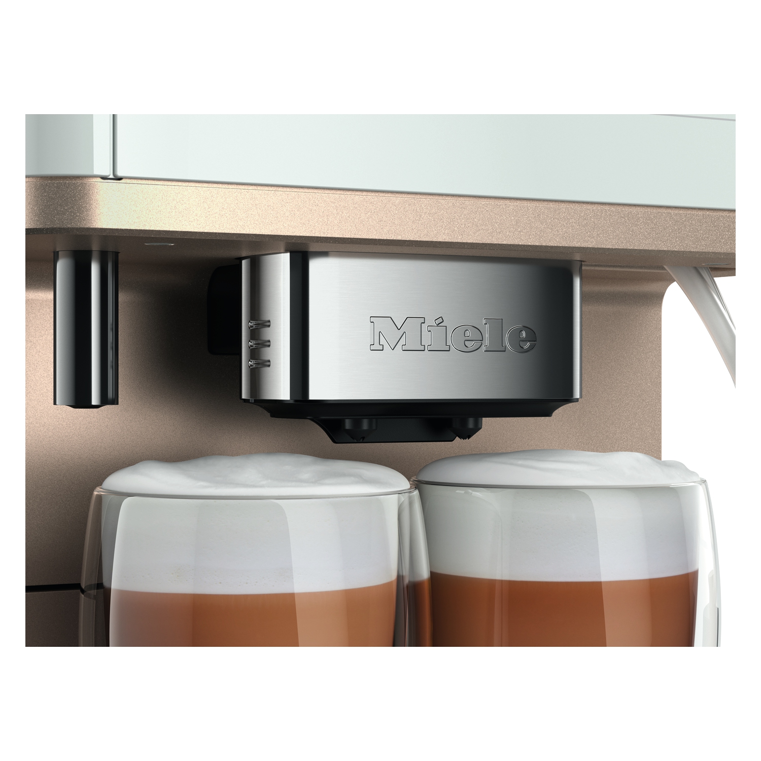 Miele CM 6360 Milk Perfection Countertop Coffee Machine - Lotus White with Clean Steel Metallic Finish - 2 Year Warranty