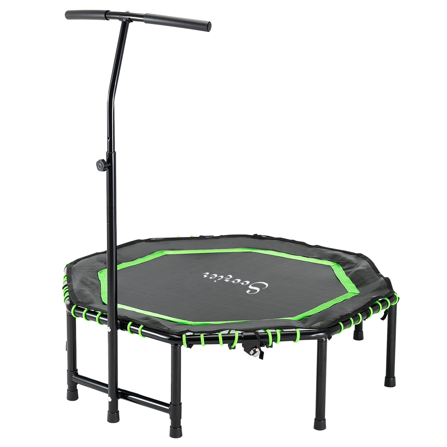 Soozier 48" Mini Trampoline, Foldable Trampoline with Adjustable Handle Bar for Adults Exercise, Workout, Fitness, Green