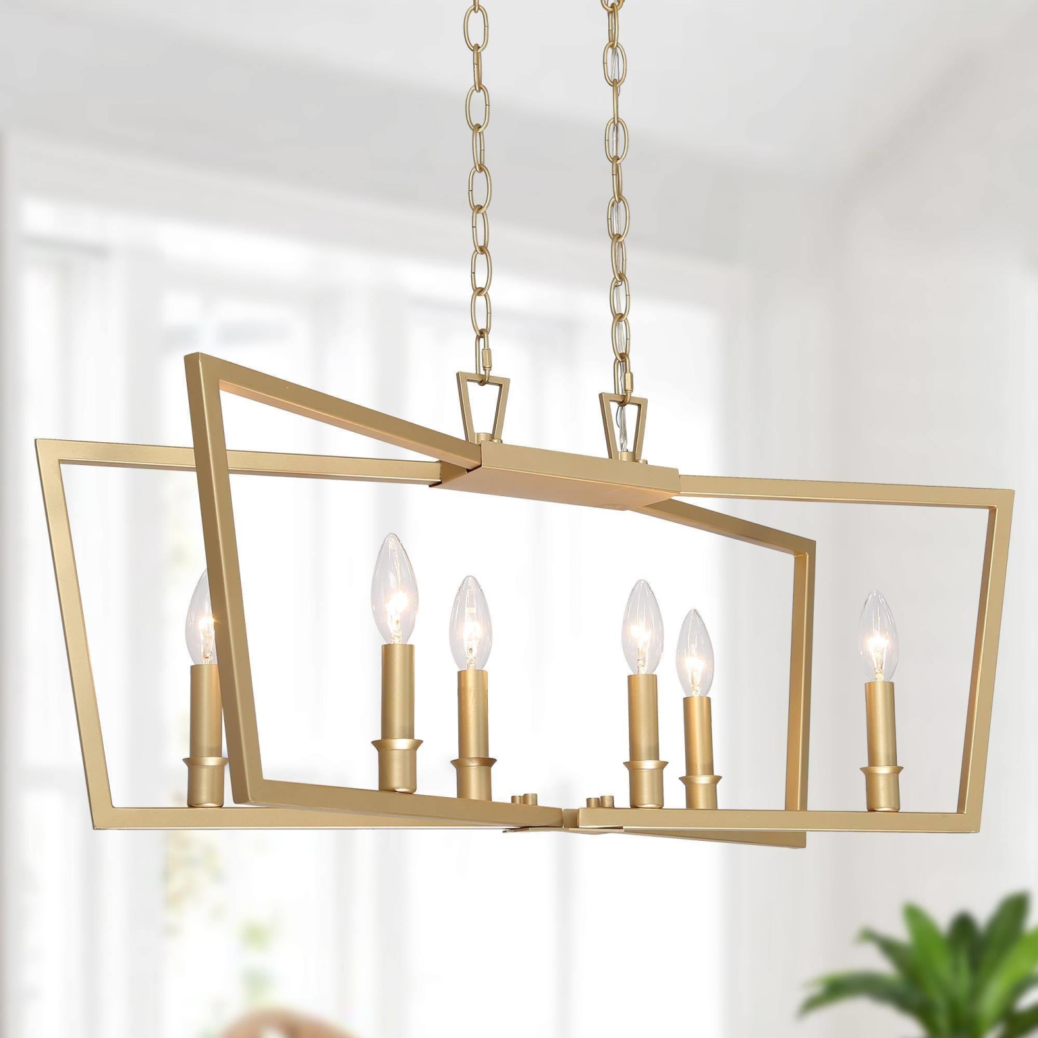 Modern Gold Kitchen Candlestick Chandelier, 28.5 in. 6-Light Kitchen Island Chandelier Light for Living and Dining Room