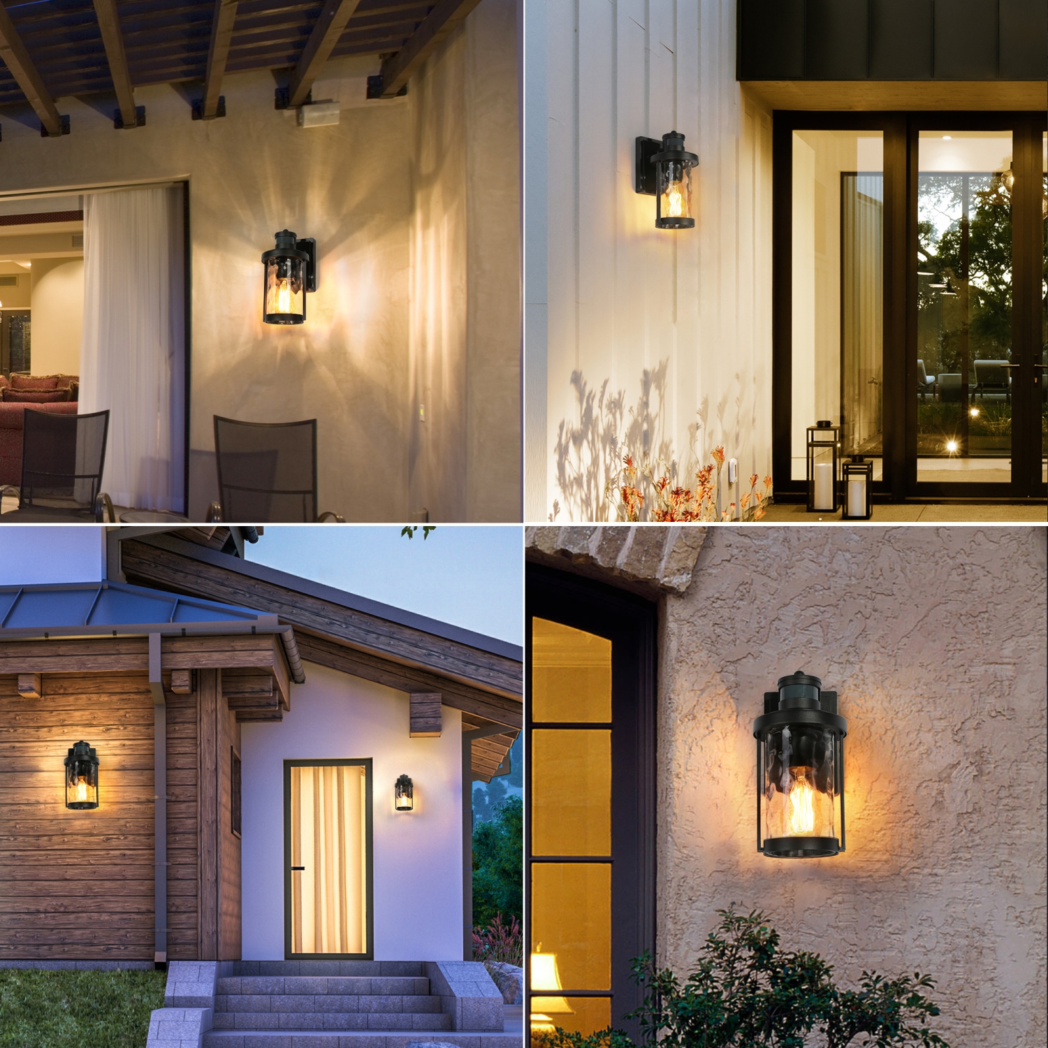 Modern Industrial Cylinder Motion Sensor Wall Sconce Light 1-Light Black Drum Wall Light 2-Pack