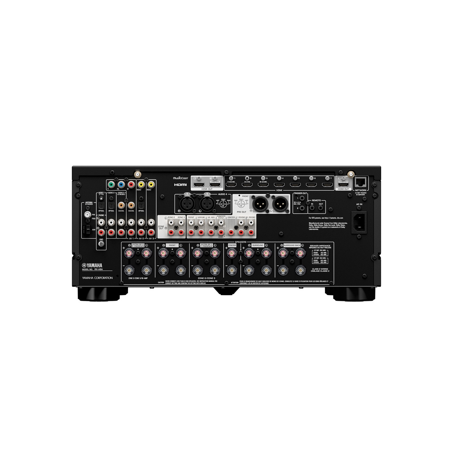 Yamaha – récepteur AV 9.2 canaux 150 W RX-A6A avec HDMI 8K et MusicCast - Noir