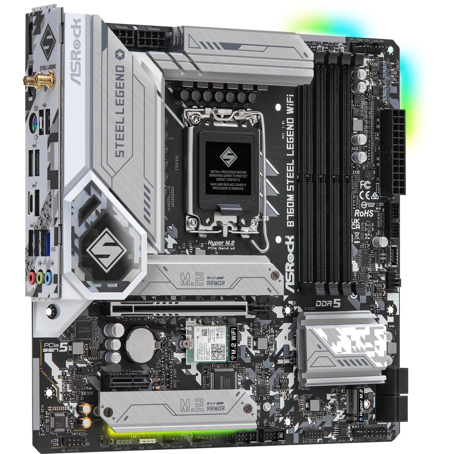 ASROCK Motherboard B760M STEEL LEGEND WIFI B760 LGA1700 MAX128GB DDR5 MICRO ATX RETAIL