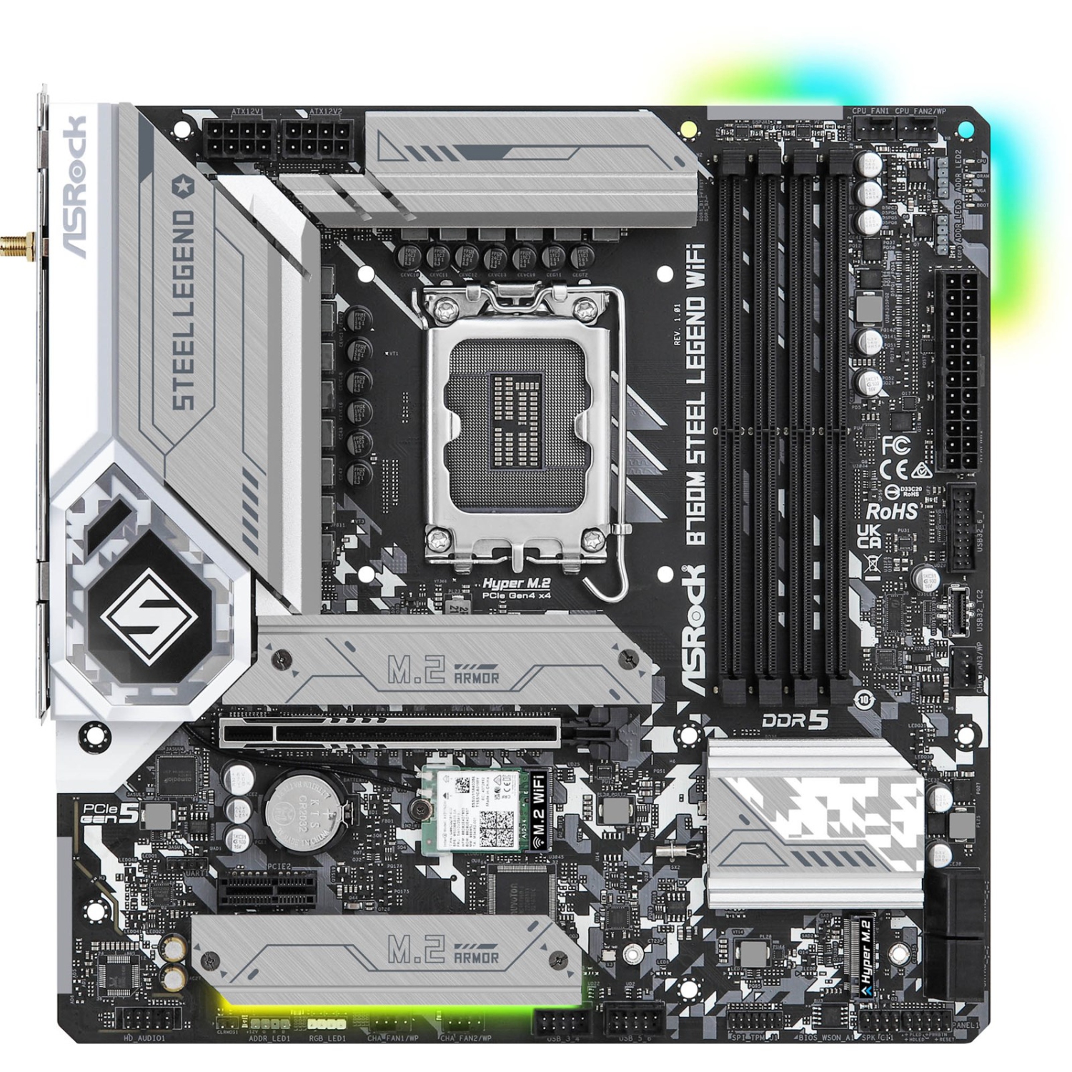 ASROCK Motherboard B760M STEEL LEGEND WIFI B760 LGA1700 MAX128GB DDR5 MICRO ATX RETAIL
