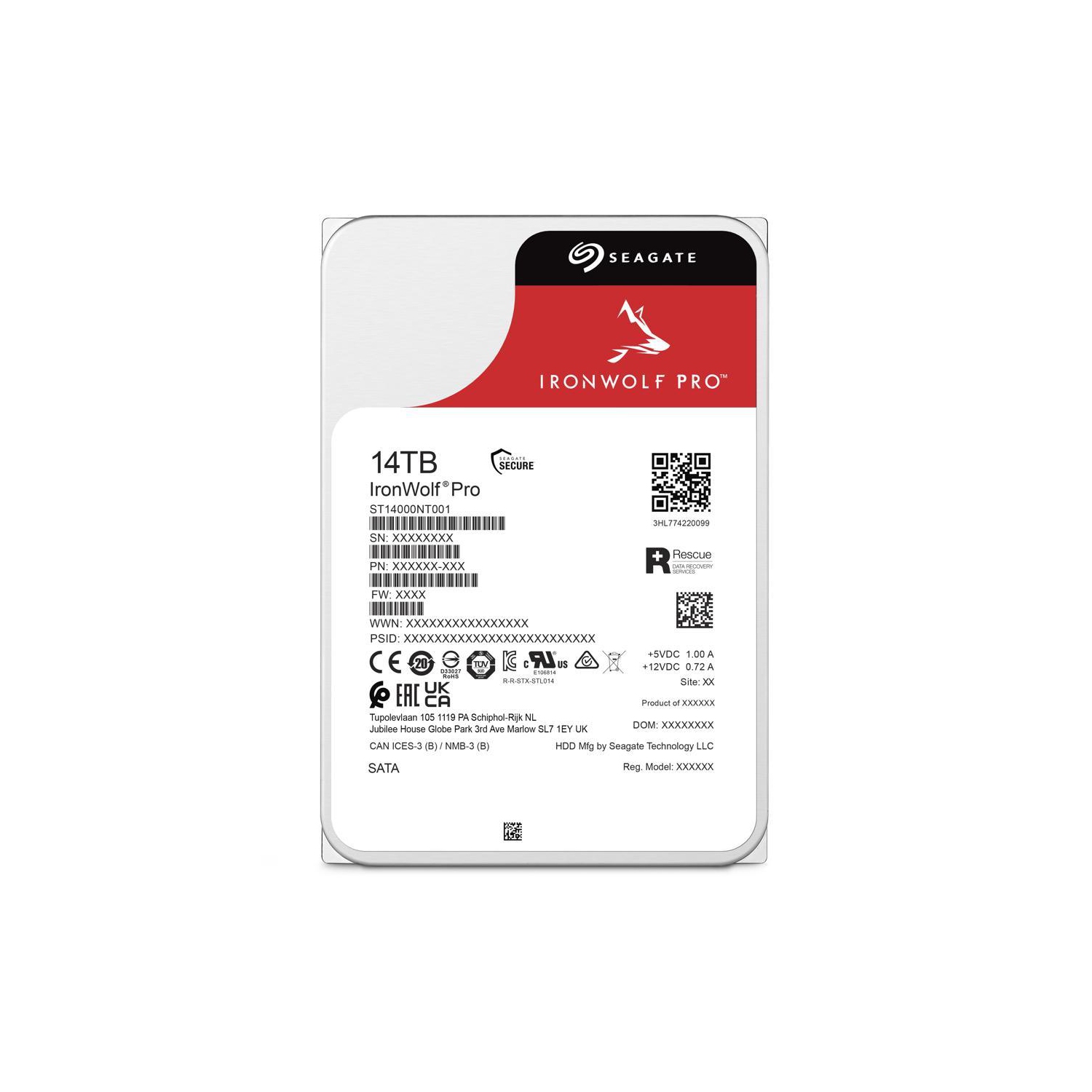 Seagate IronWolf Pro ST14000NT001 14TB 7200 RPM 256MB Cache SATA 6.0Gb/s 3.5" Internal Hard Drive