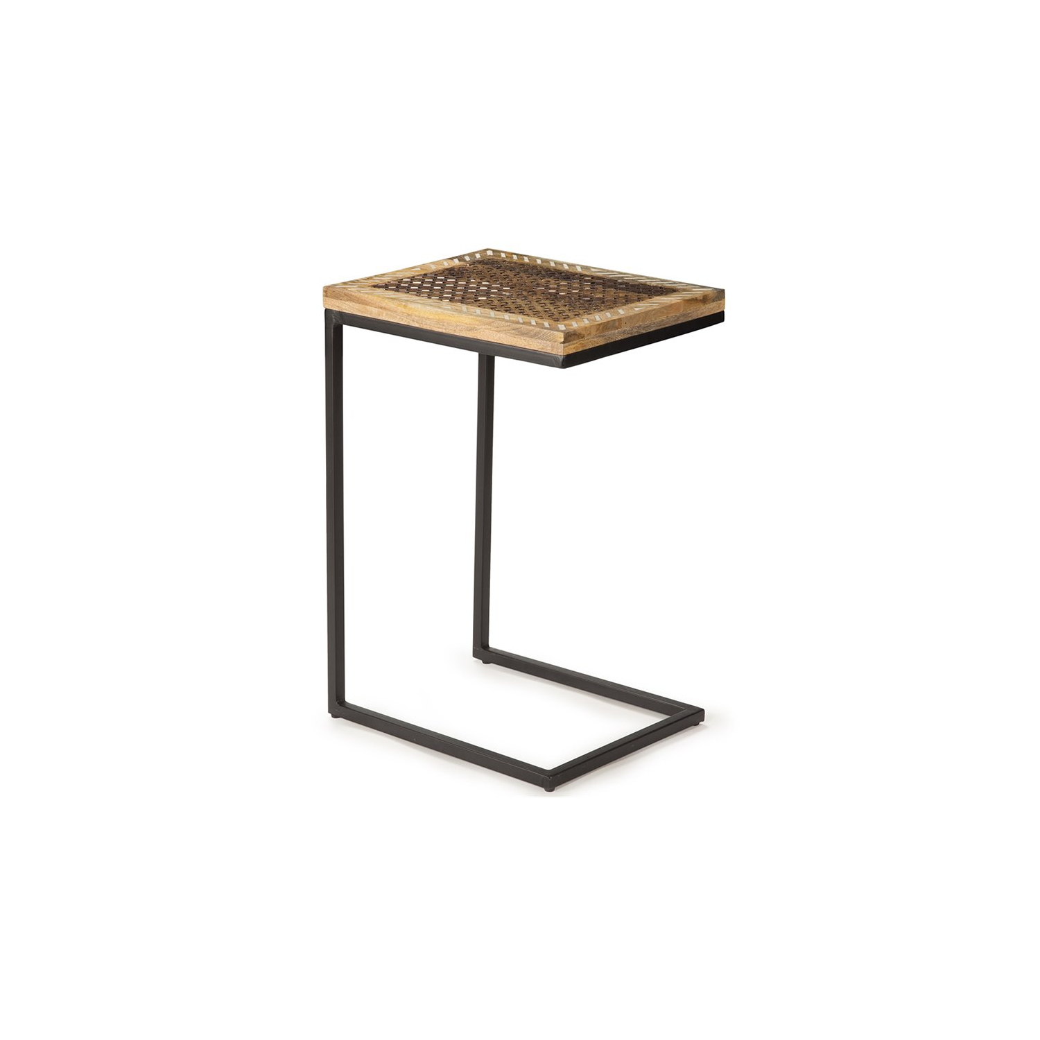 Steve Silver Parris Metal Accent Chairside Table in Natural and Black