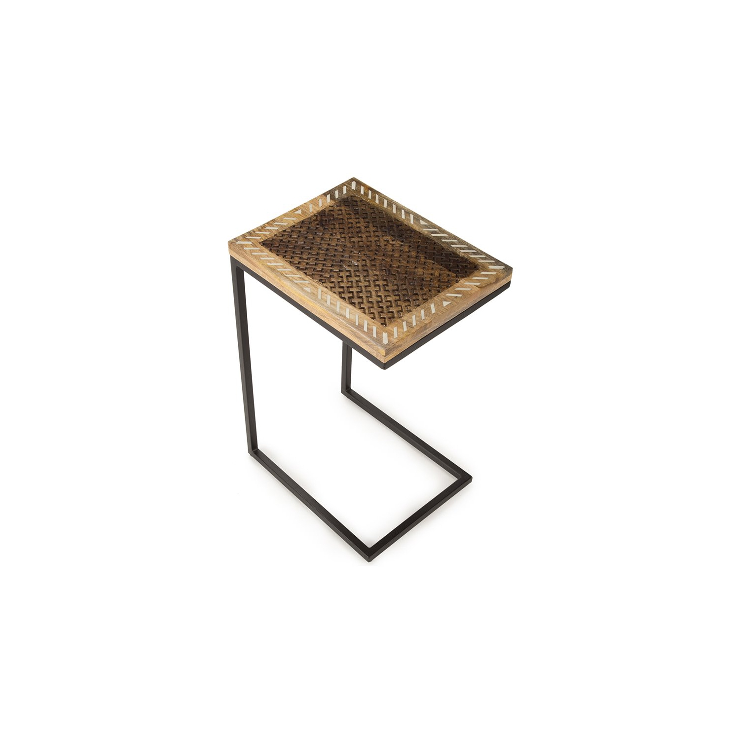 Steve Silver Parris Metal Accent Chairside Table in Natural and Black