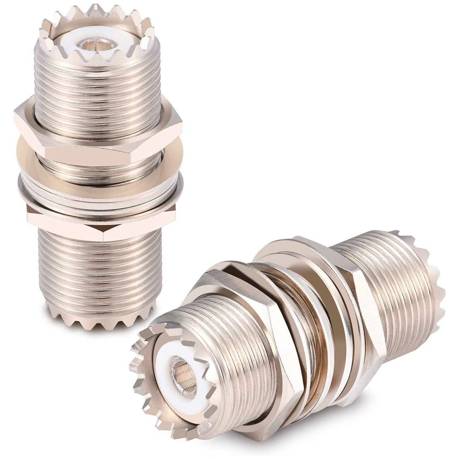 X PL-259 Bulkhead Connector 50Ω Impendence UHF Female to UHF Female Adapter SO239 Nut Bulkhead Panel Mount CB Radio Adapter