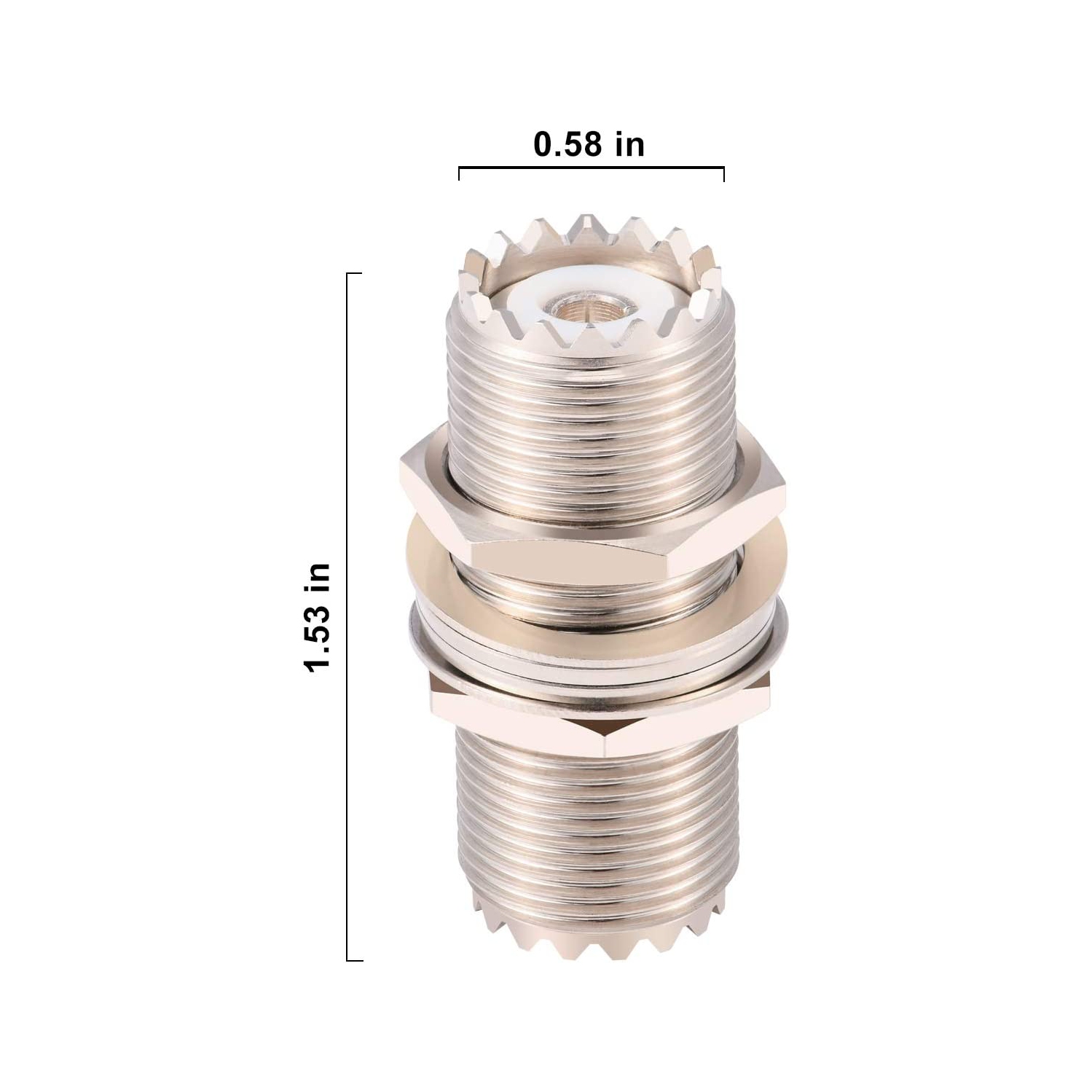 X PL-259 Bulkhead Connector 50Ω Impendence UHF Female to UHF Female Adapter SO239 Nut Bulkhead Panel Mount CB Radio Adapter