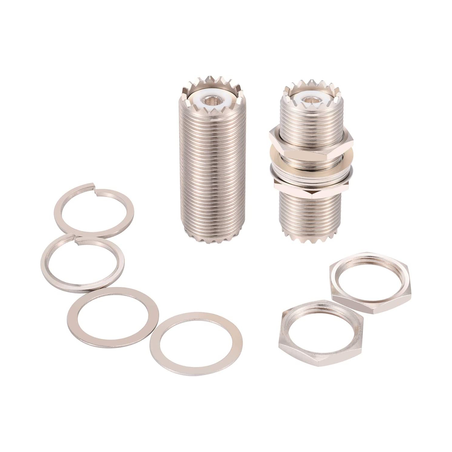 X PL-259 Bulkhead Connector 50Ω Impendence UHF Female to UHF Female Adapter SO239 Nut Bulkhead Panel Mount CB Radio Adapter