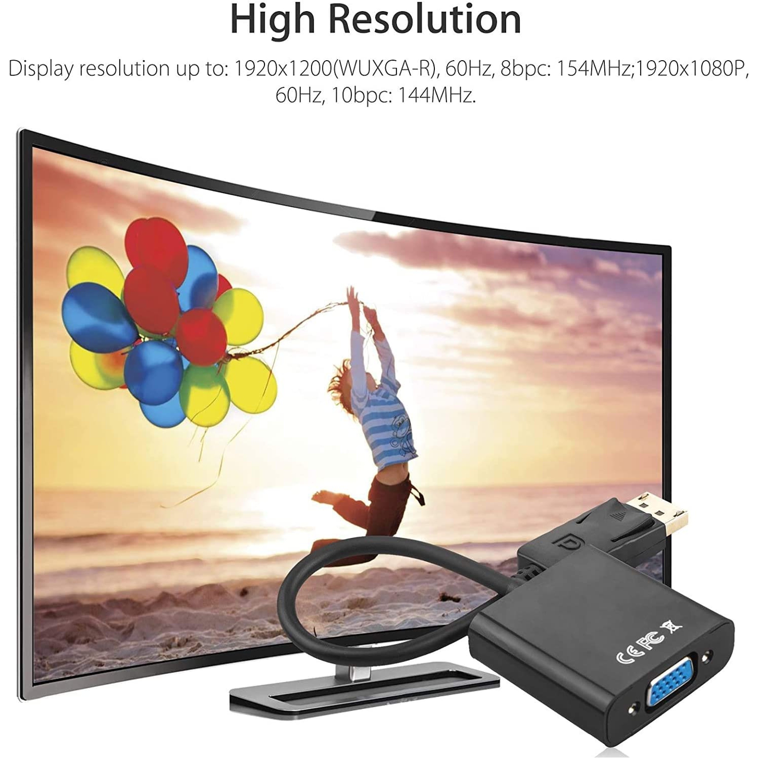 Display Port to VGA, Gold-Plated DisplayPort to VGA Converter Adapter for Computer, Desktop, Laptop, PC, Monitor, Projector, HDTV, HP, Lenovo, Dell,