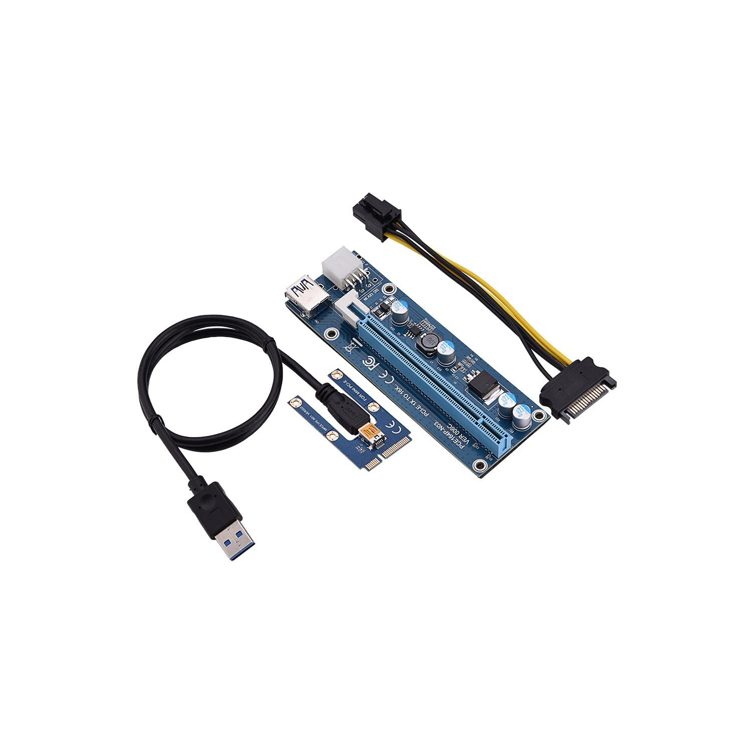 R Pci-e Express Extender, Mini PCI-E to PCI Express16x Extender Riser Adapter with SATA Power Cord for Video Card Mining