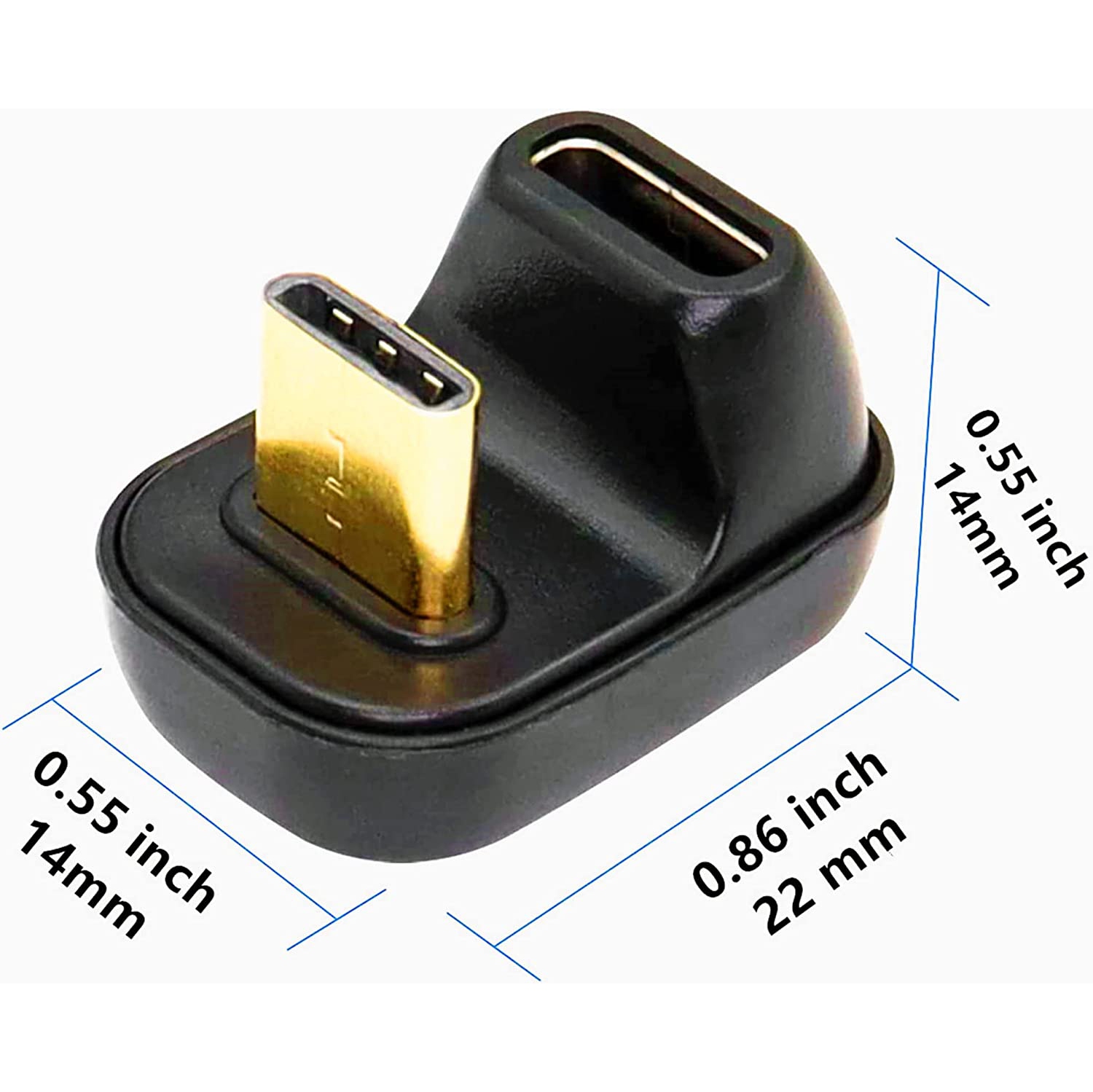 S U Shape USB C Adapter 40Gbps 180 Degree Angle USB 4 Adapter Type C Male to Female Extender PD 100W Fast Charging 8K@60Hz for Laptop,Tablet,Type C